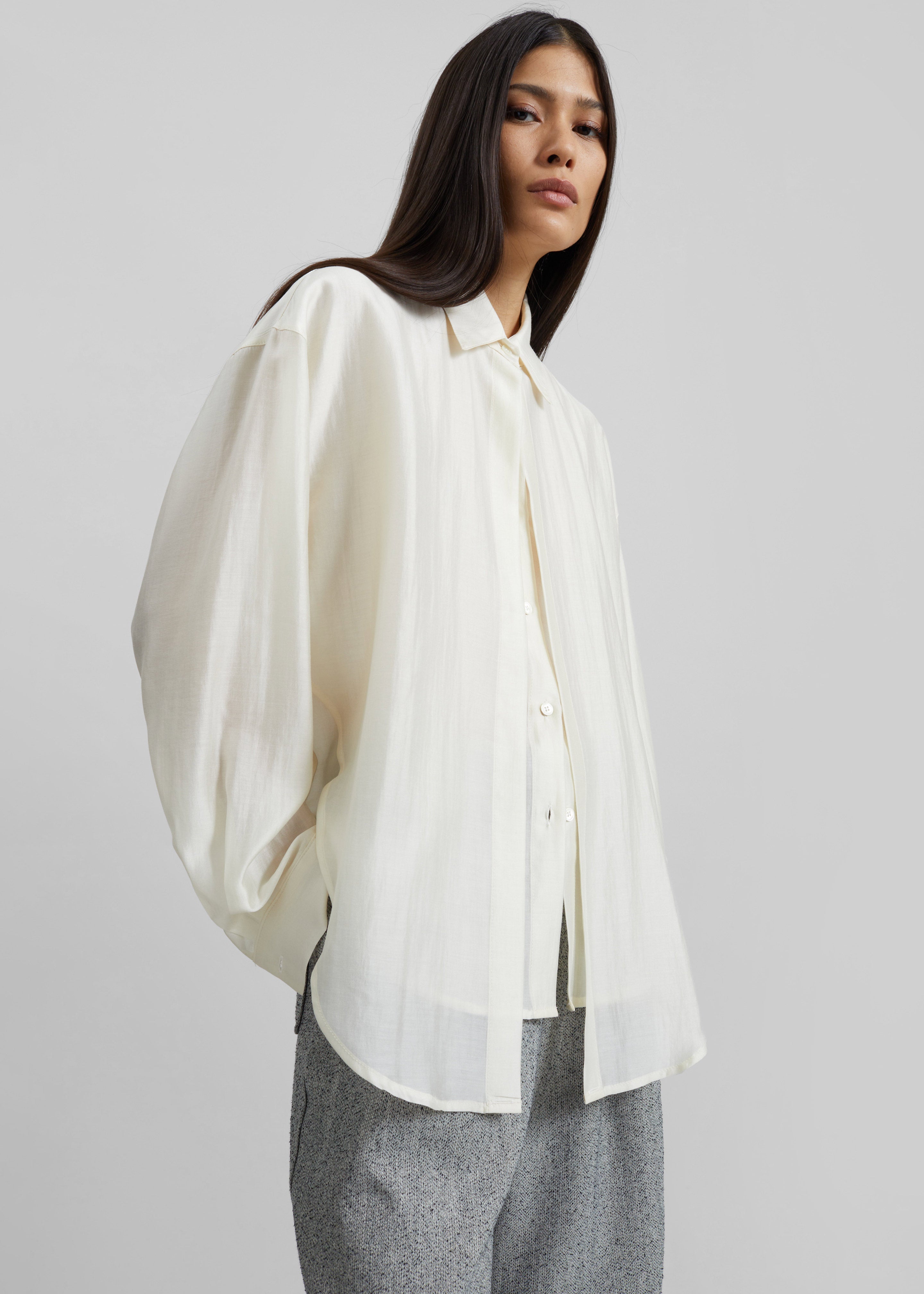 Roanne Fluid Double Shirt - Cream - 3