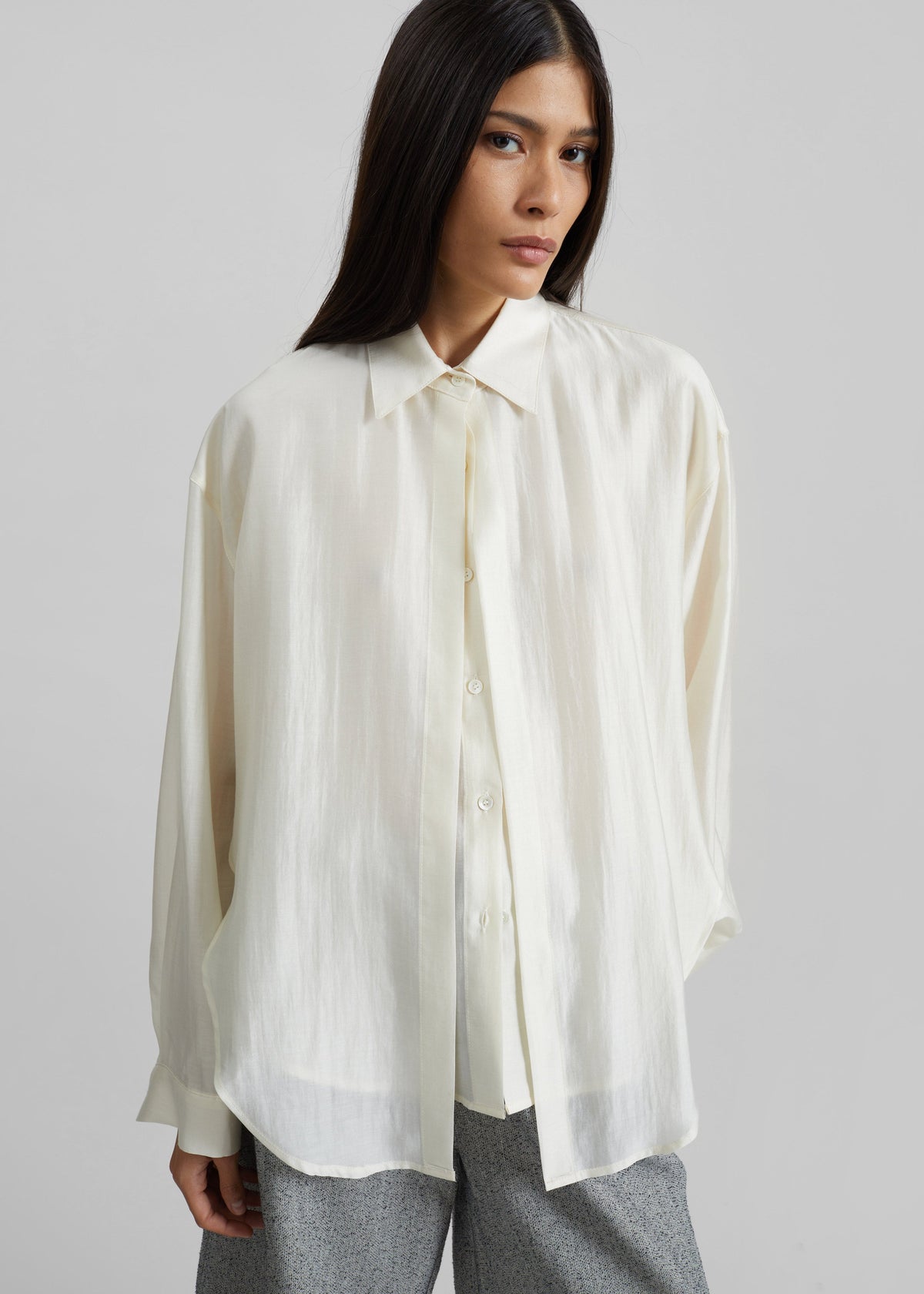 Roanne Fluid Double Shirt - Cream - 1