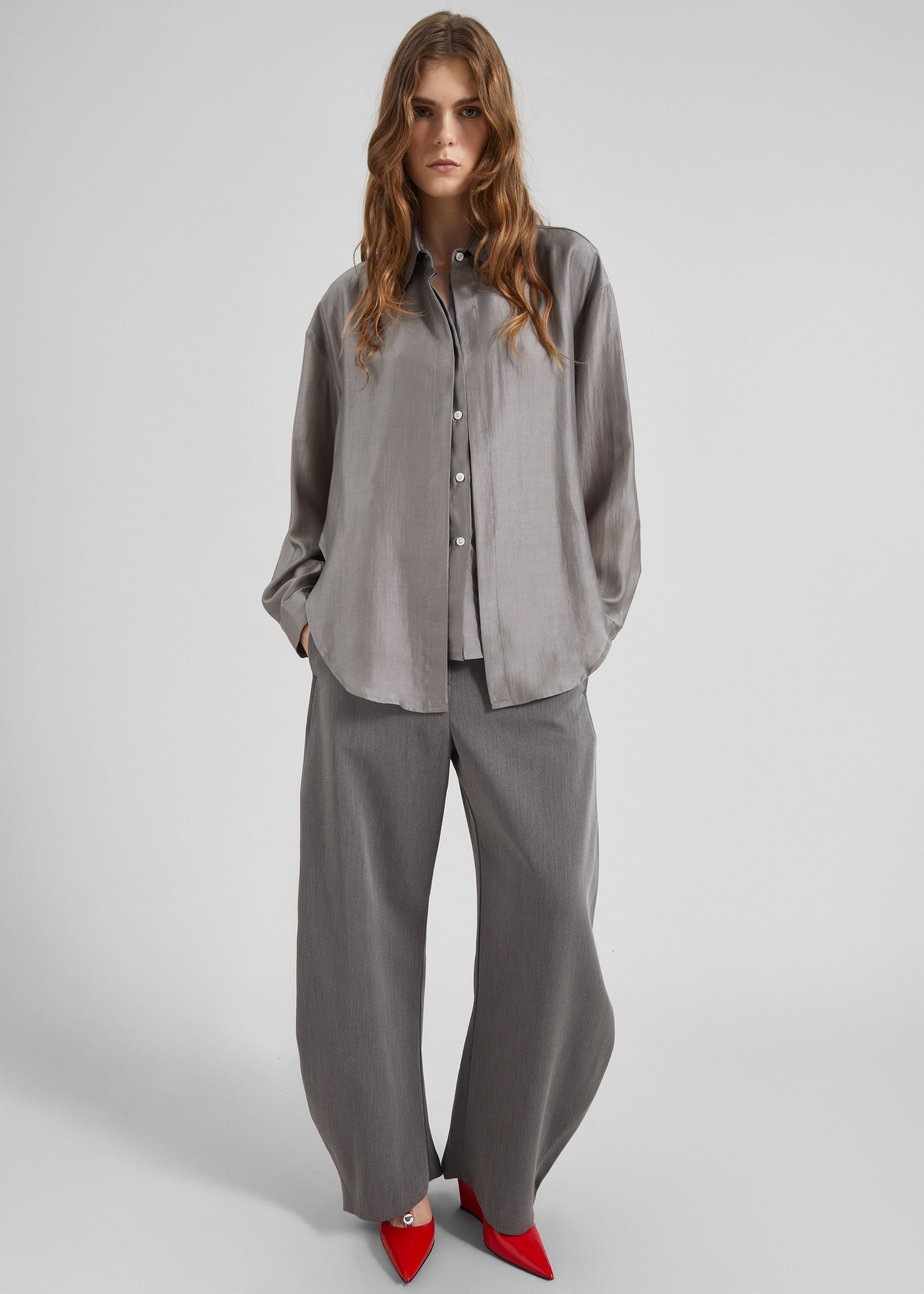 Roanne Fluid Double Shirt - Steel Grey – The Frankie Shop Europe