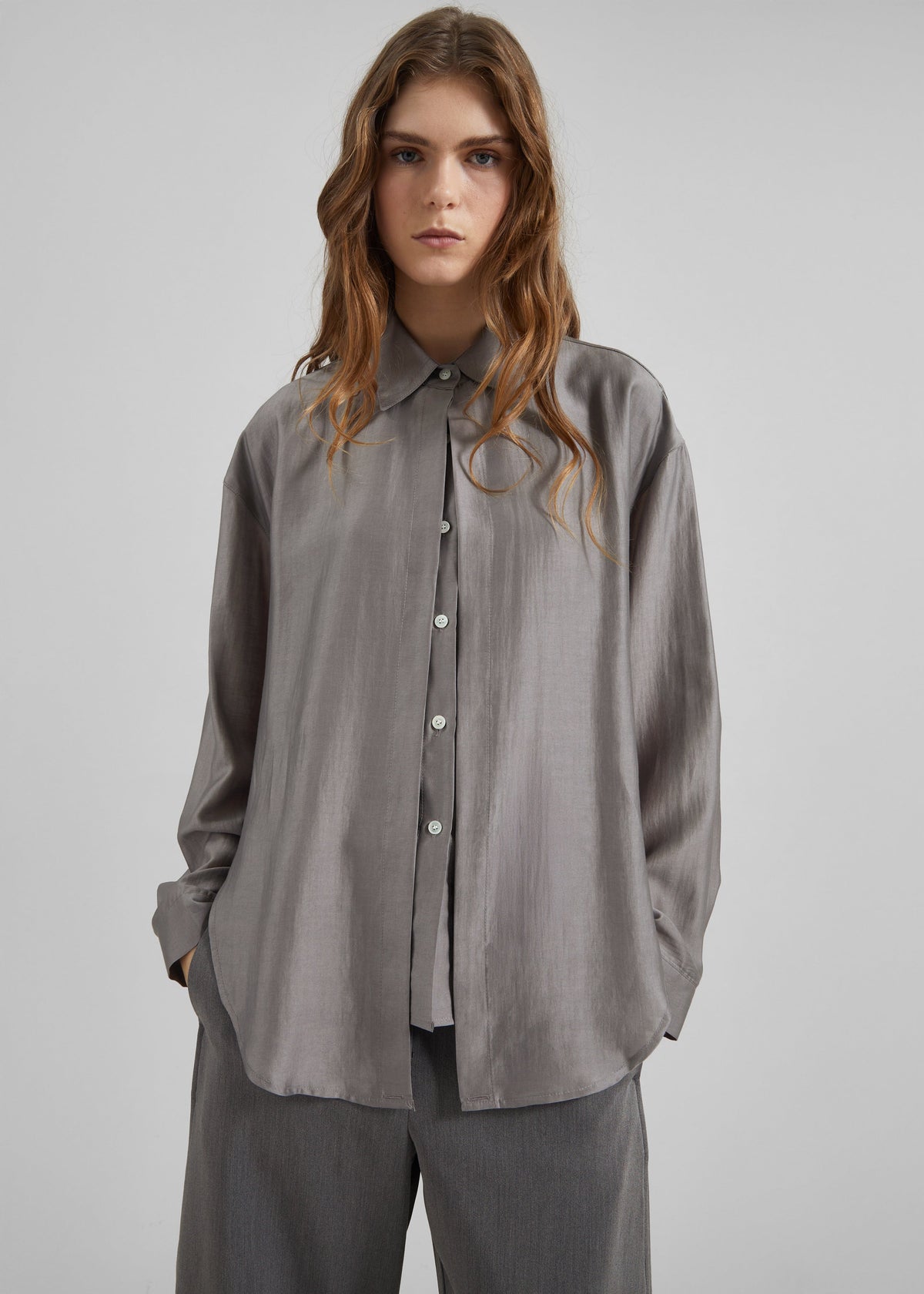Roanne Fluid Double Shirt - Steel Grey - 4