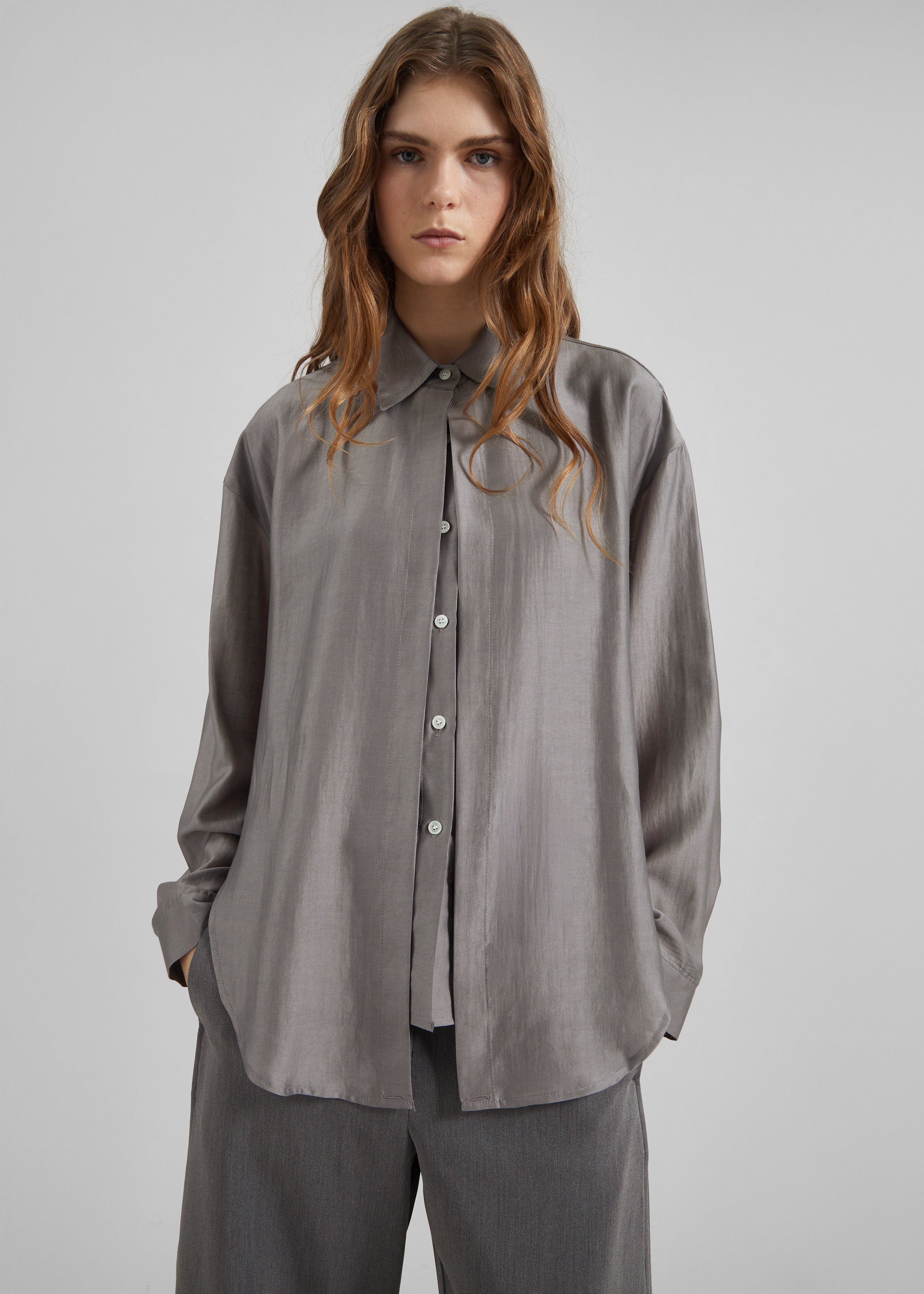 Roanne Fluid Double Shirt - Steel Grey - 4