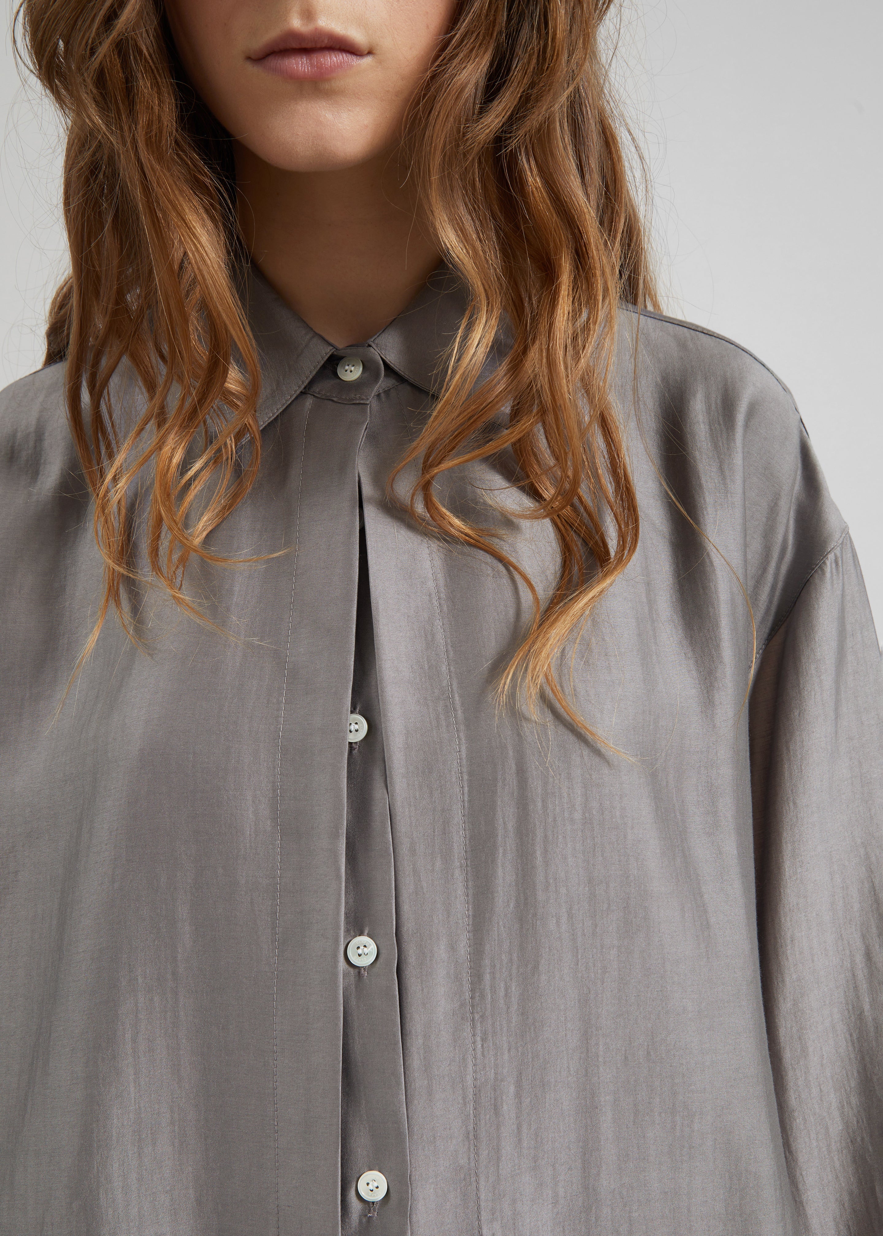 Roanne Fluid Double Shirt - Steel Grey - 3