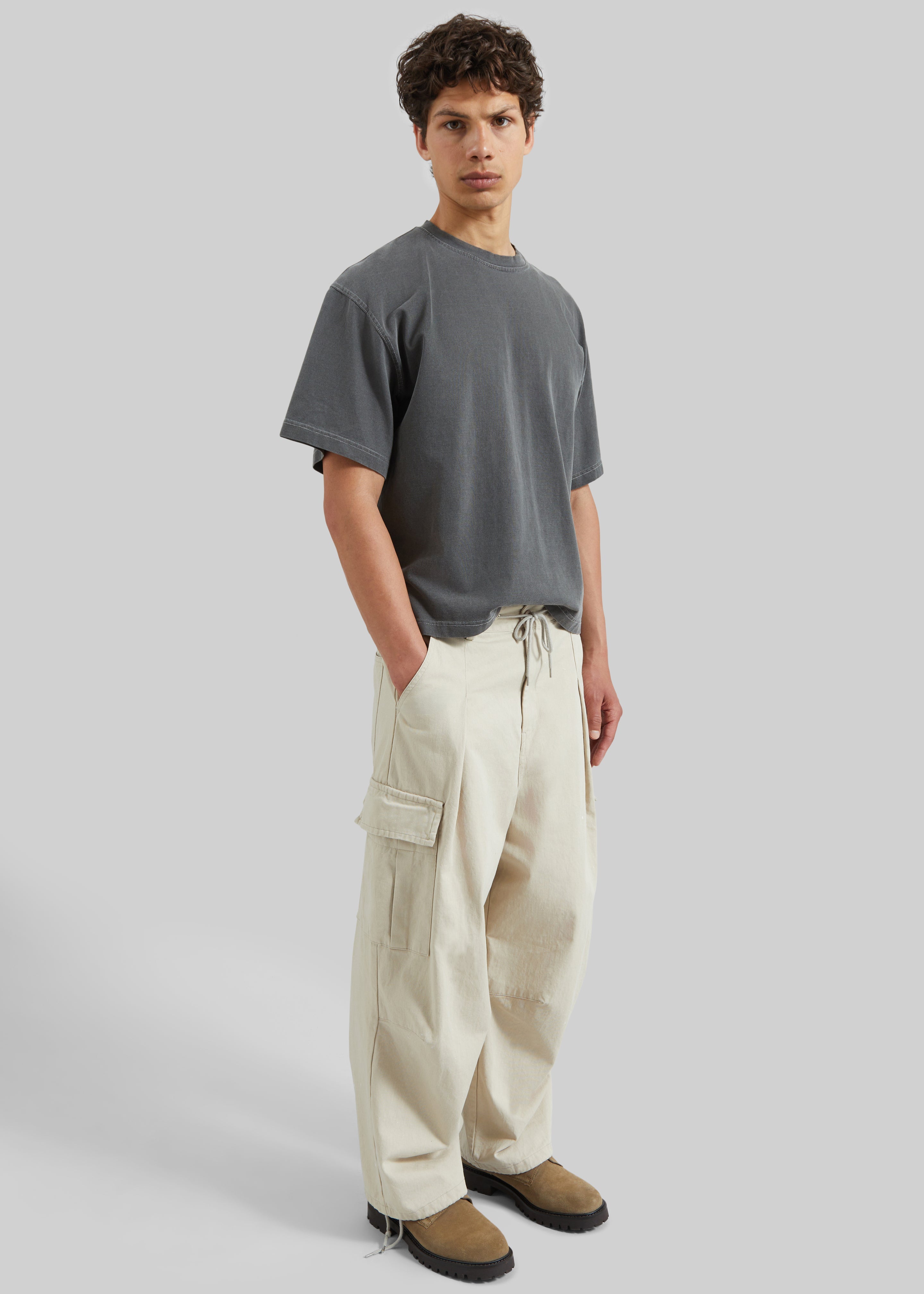 Robion Drawstring Cargo Pants - Beige - 4