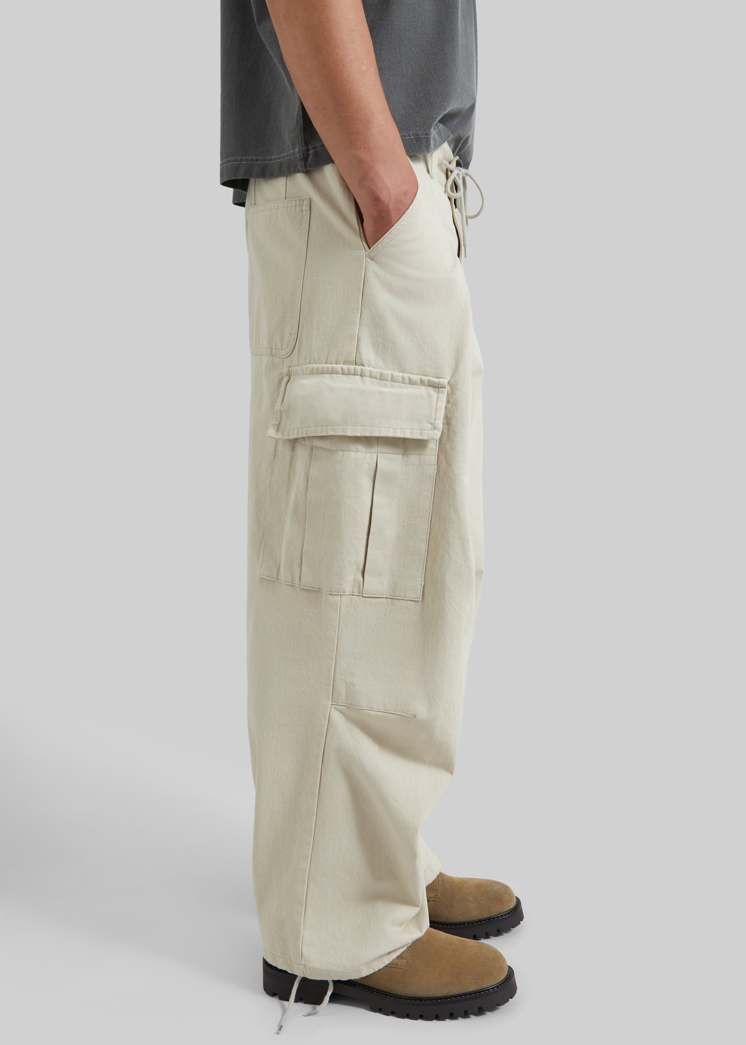 Robion Drawstring Cargo Pants - Beige - 1