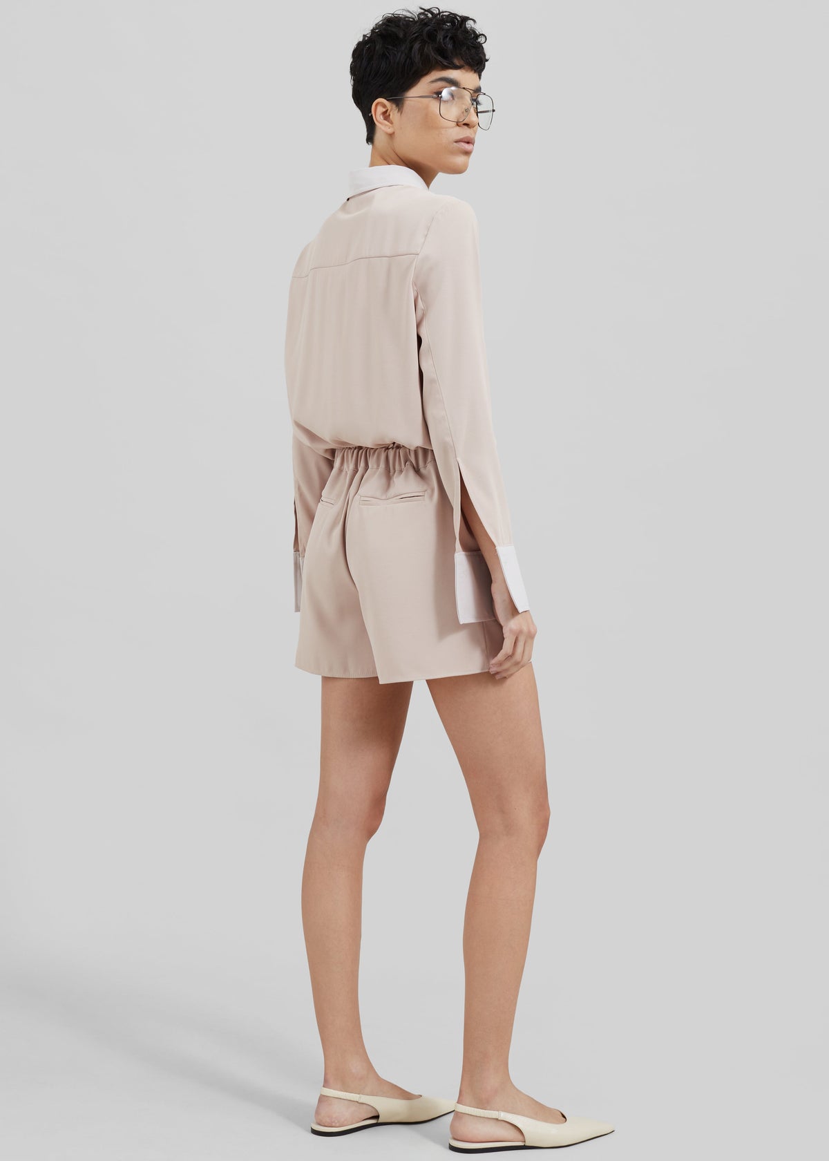 Robyn Button Up Romper - Beige - 8