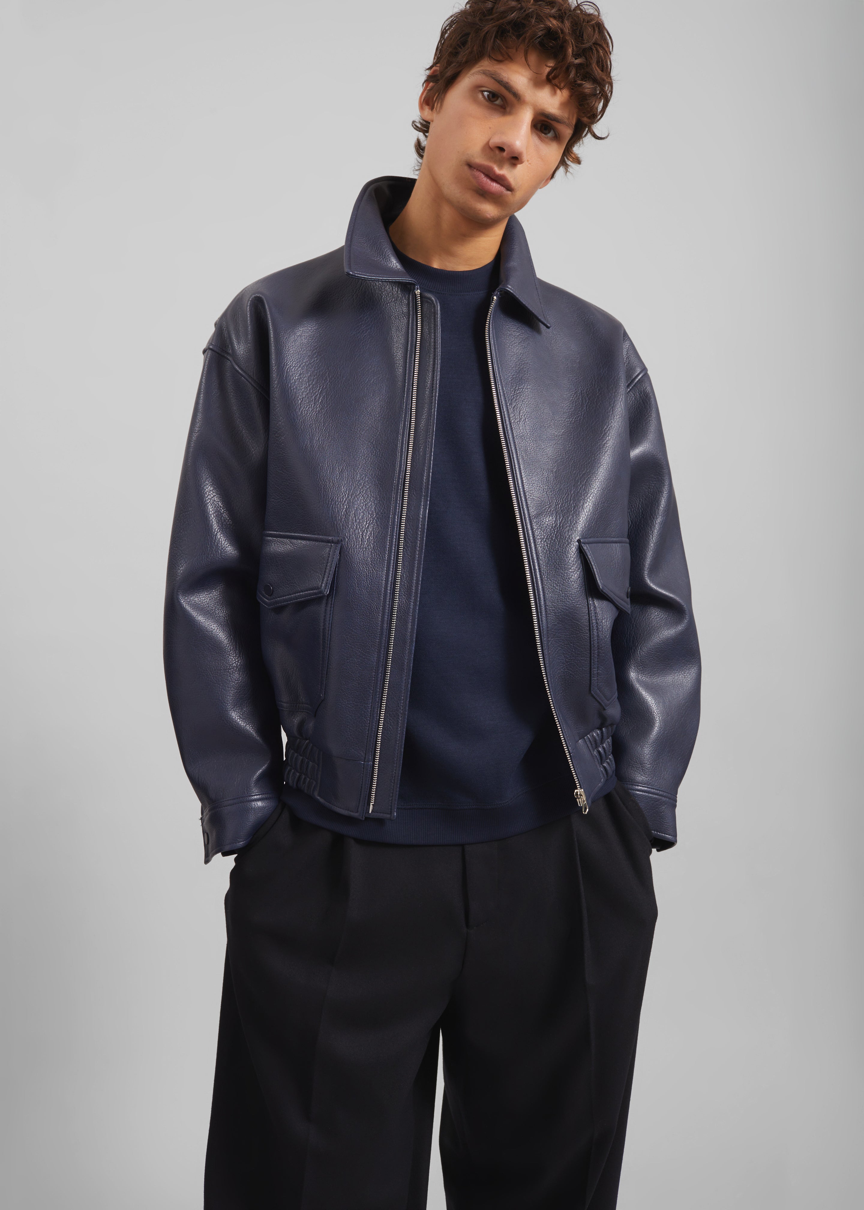 Rohan Faux Leather Jacket - Navy – The Frankie Shop Europe