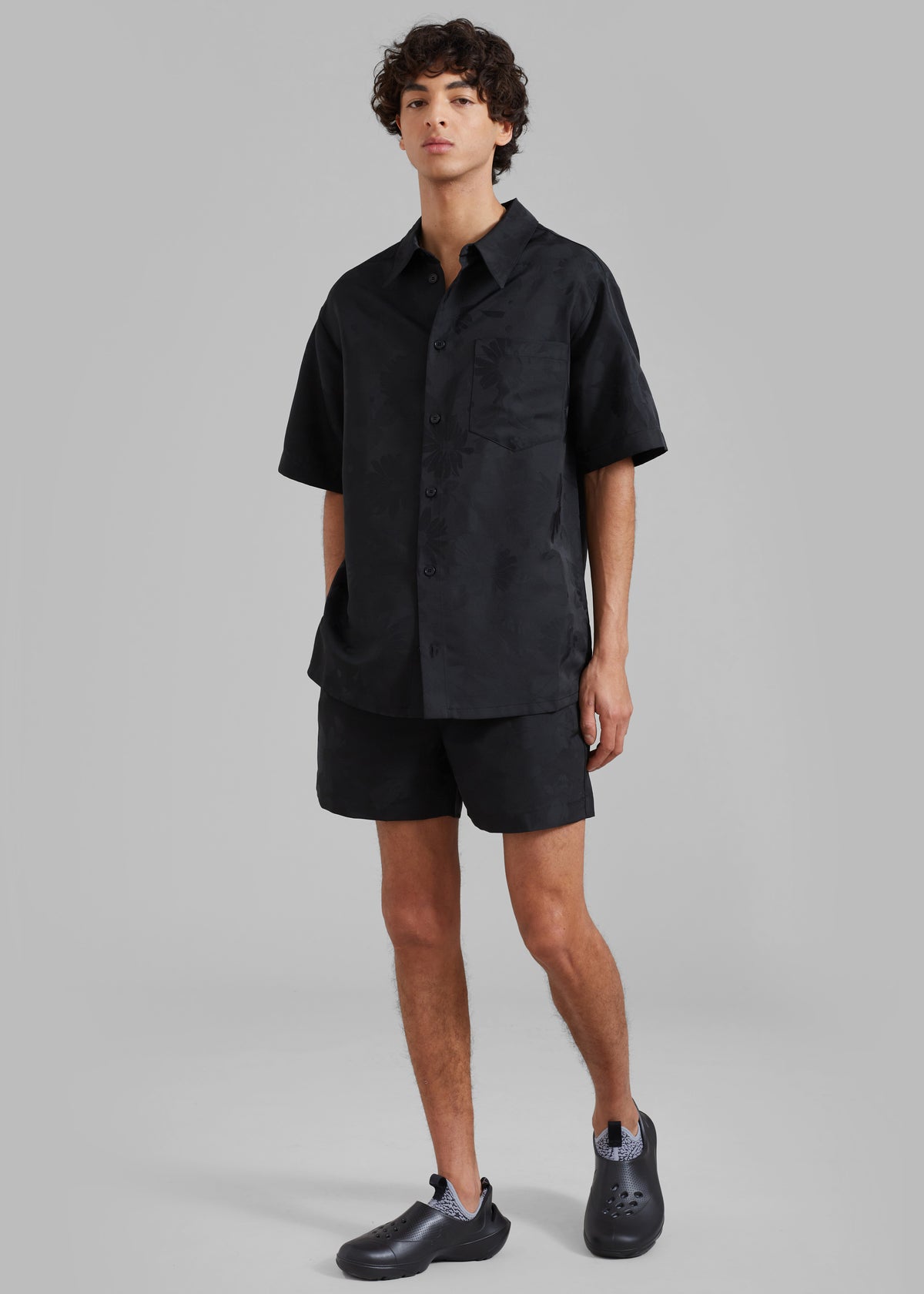 Róhe Floral Jacquard Shirt - Black Jacquard - 4