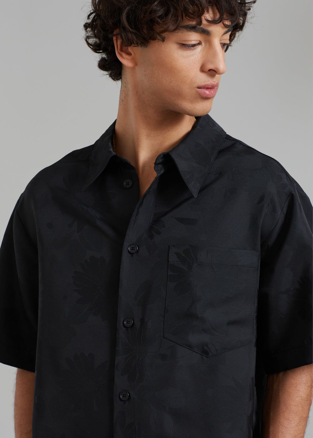 Róhe Floral Jacquard Shirt - Black Jacquard - 1