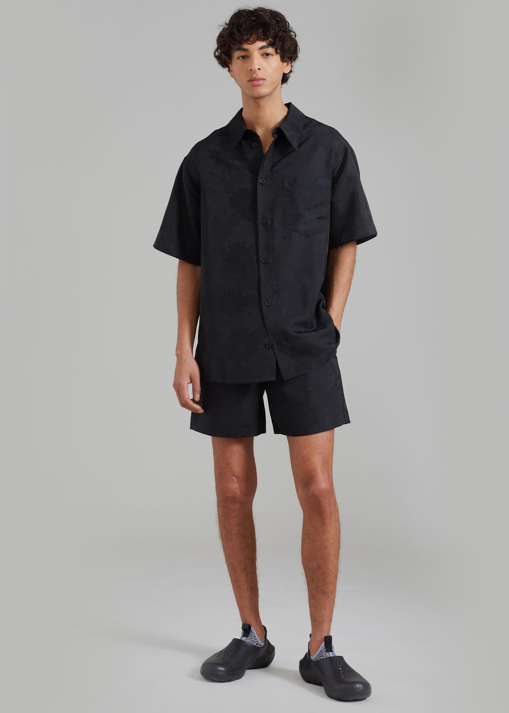 Róhe Floral Jacquard Shorts - Black Jacquard