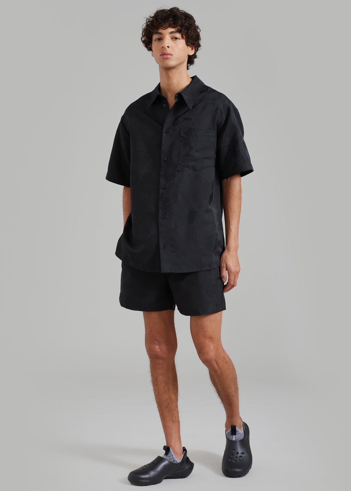 Róhe Floral Jacquard Shorts - Black Jacquard - 5