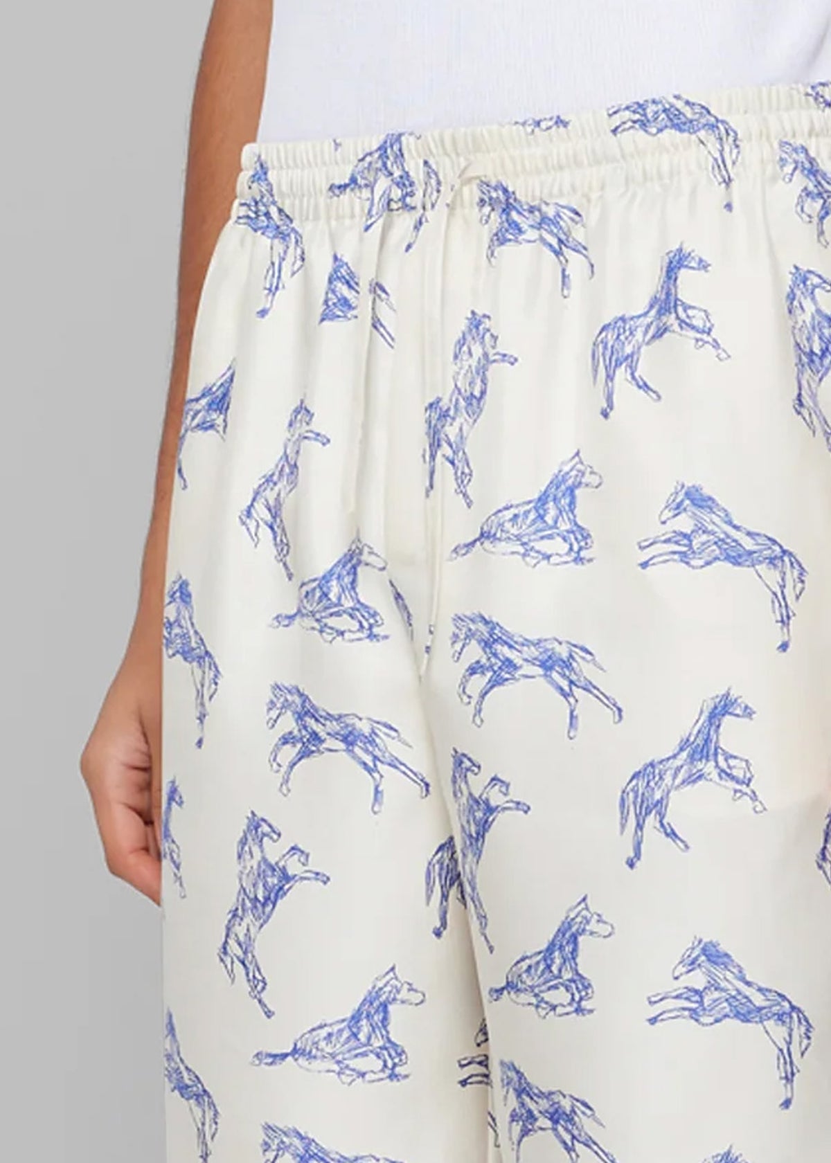 Róhe Silk Ballpoint Horse Shorts - Horse Print Ballpoint Blue - 3