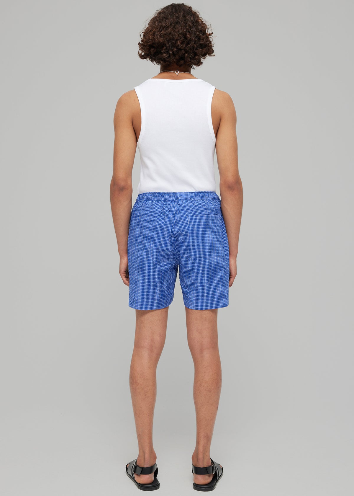 Róhe Checkered Shorts - Ultramarine White Check - 5