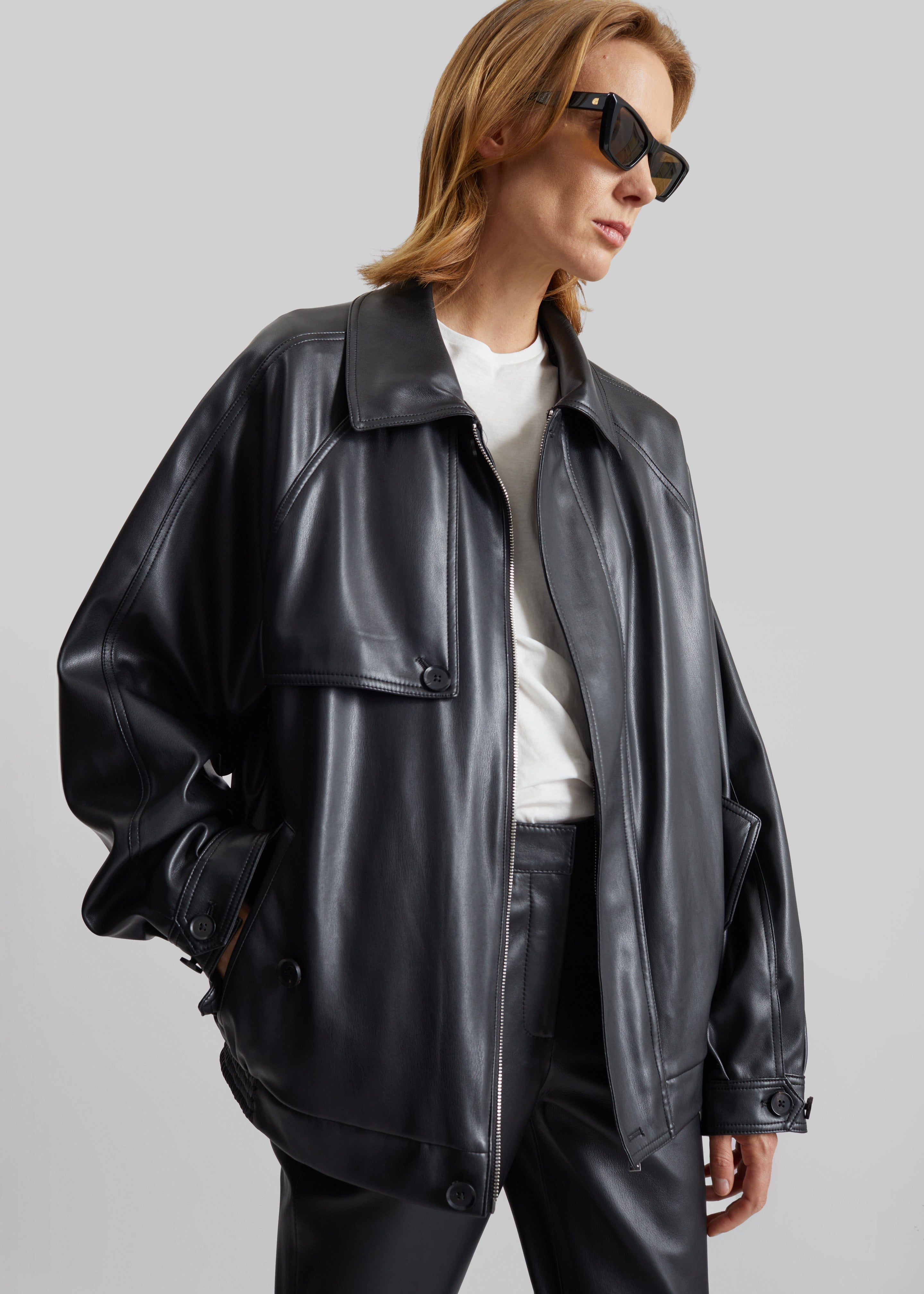 Prescott Faux Leather Jacket - Moss Green – The Frankie Shop Europe