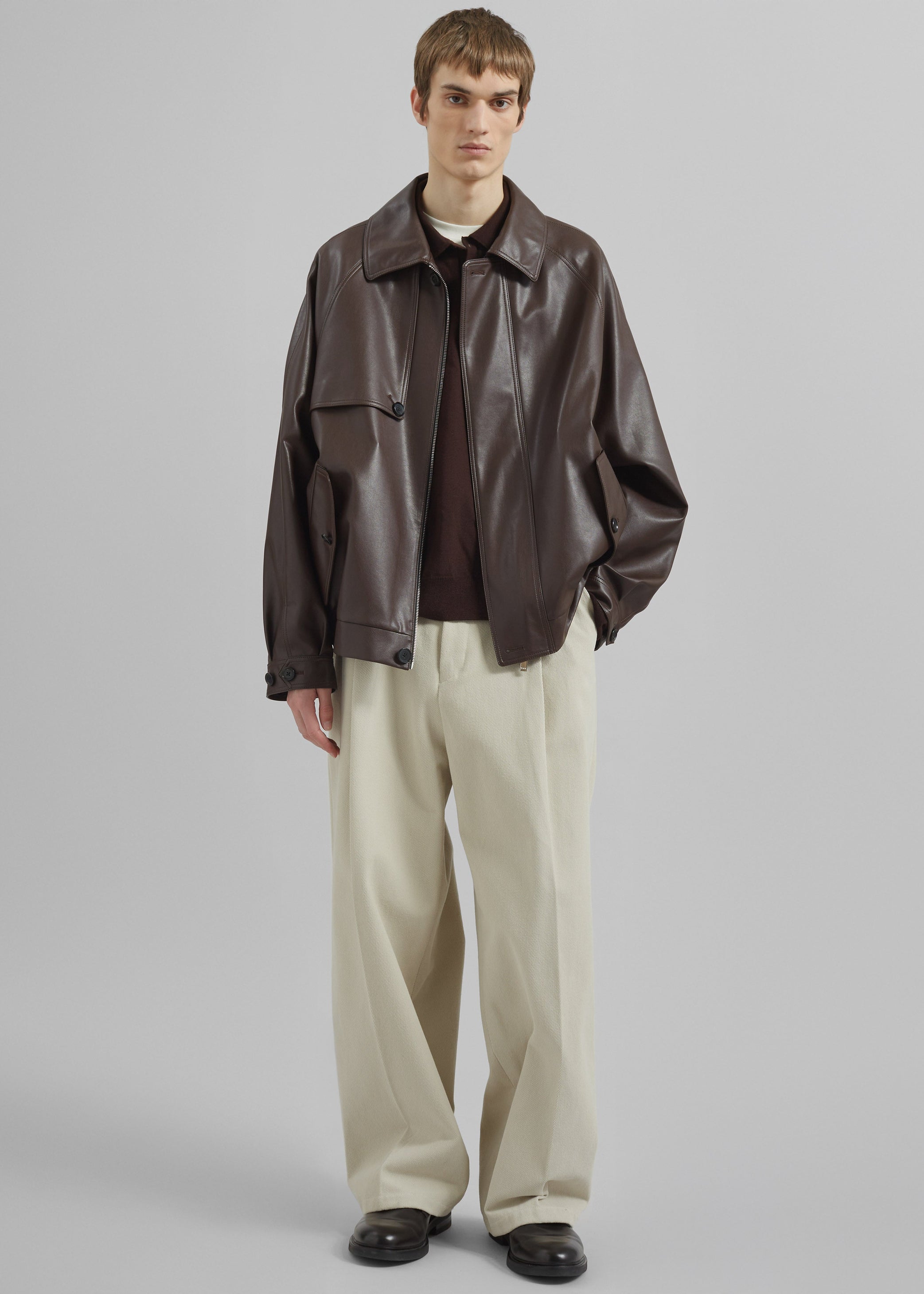 Shop the look image for Borken Pleated Twill Pants - Ivory