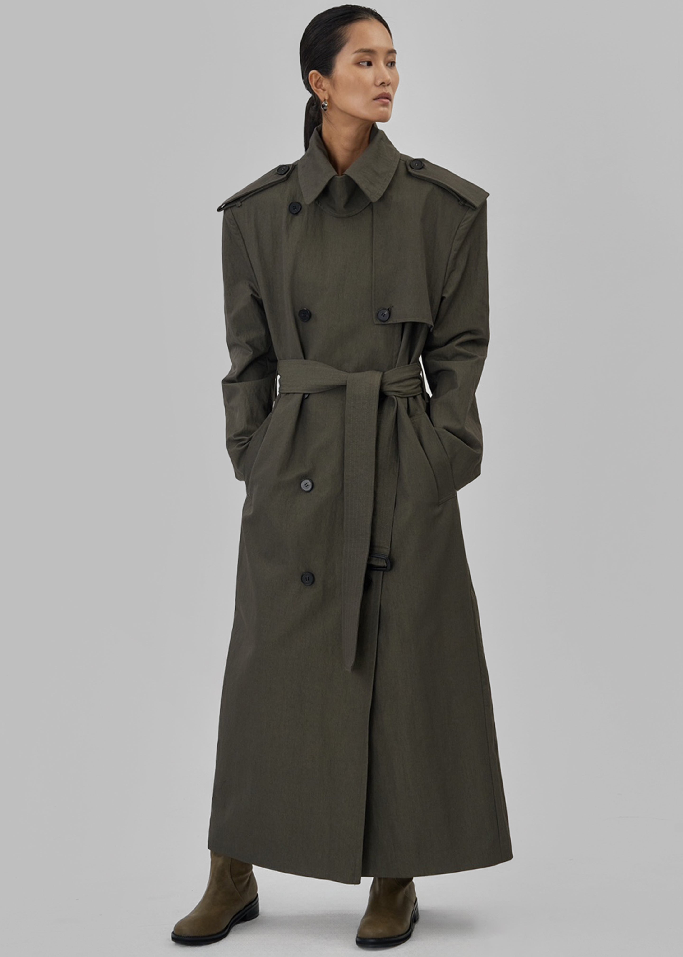 Rolen Trench Coat - Dark Olive - 3