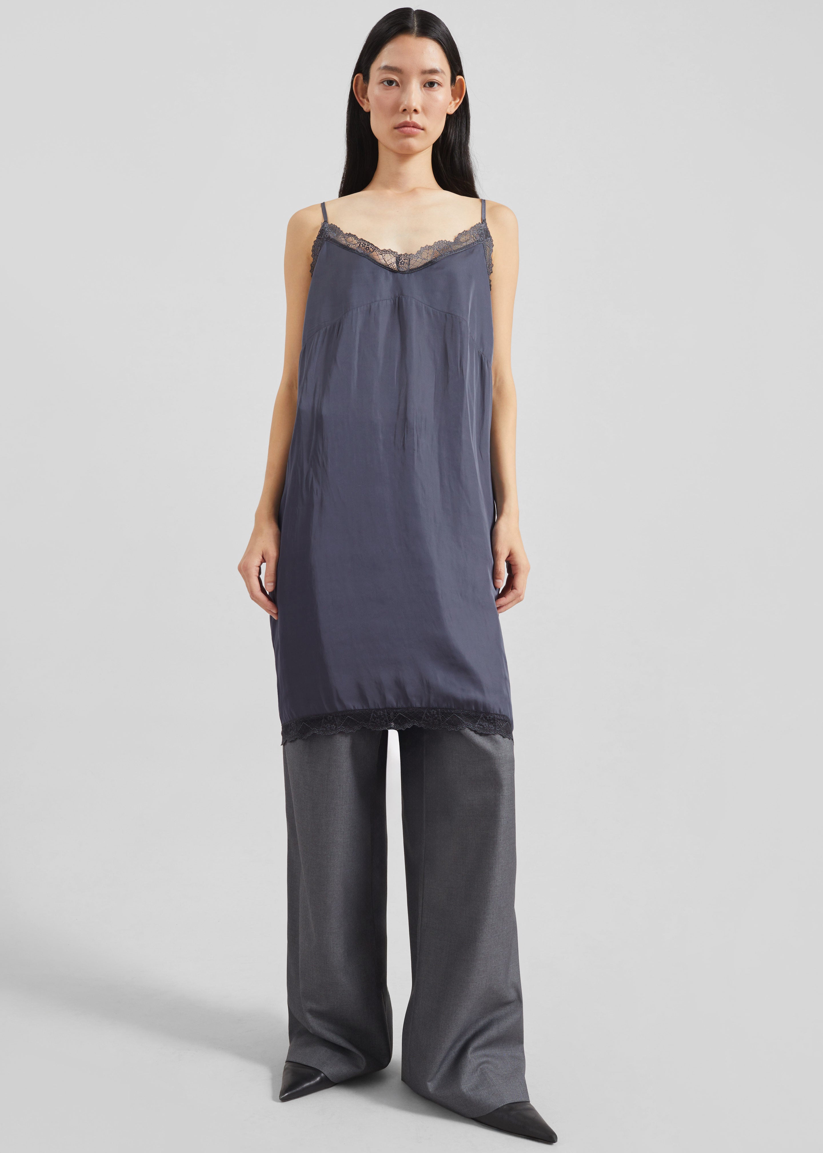 Romilly Lace Slip Dress - Slate Grey - 6