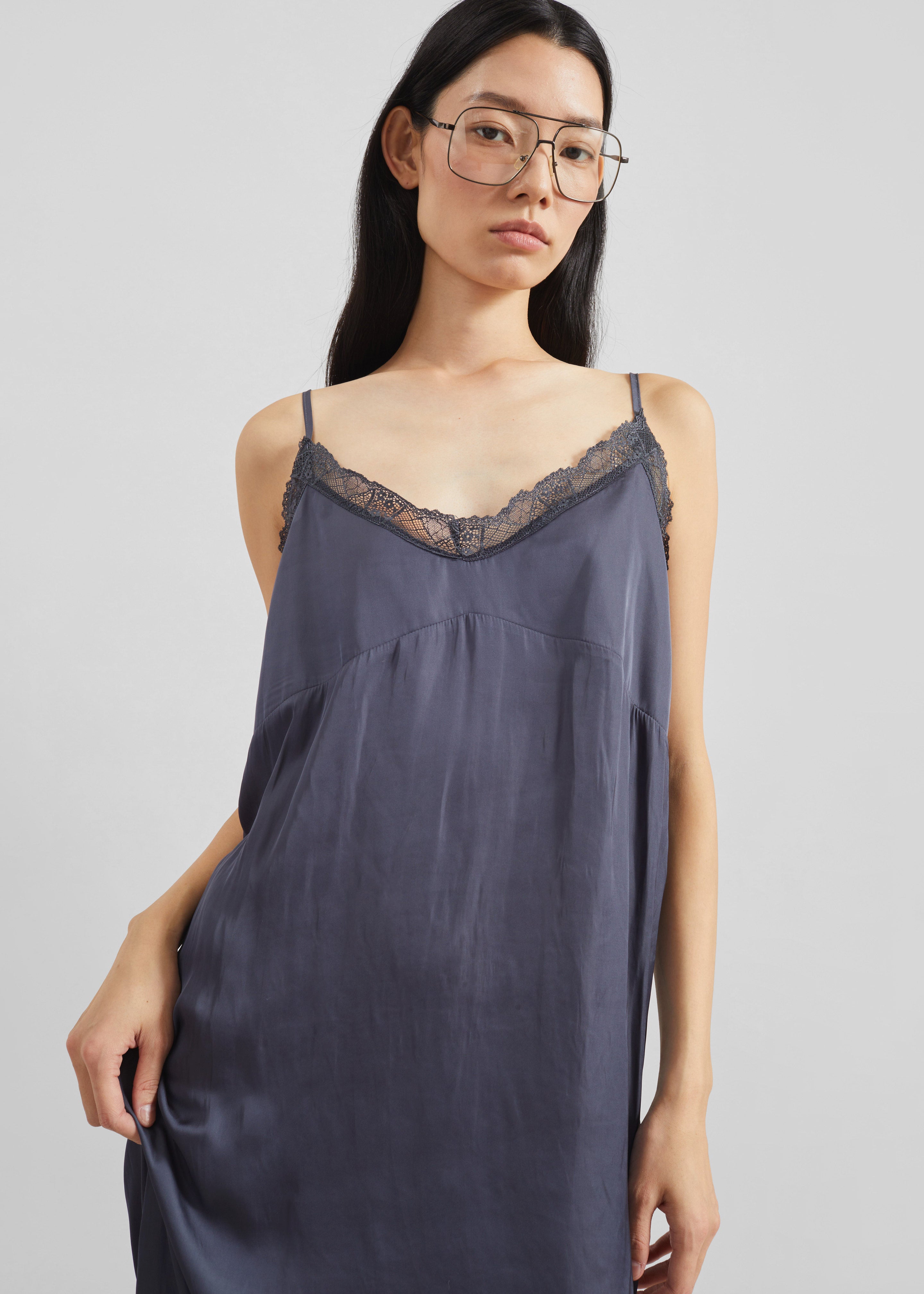 Romilly Lace Slip Dress - Slate Grey - 3