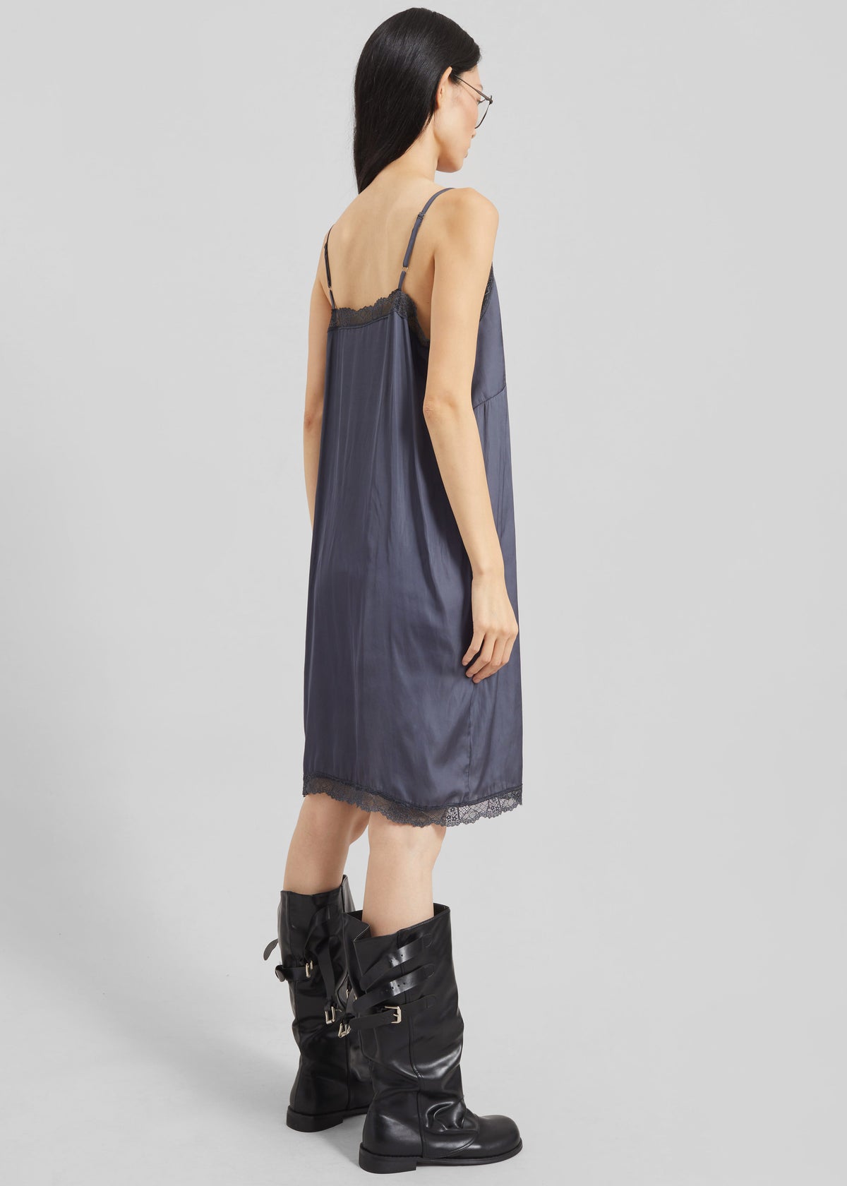 Romilly Lace Slip Dress - Slate Grey - 8