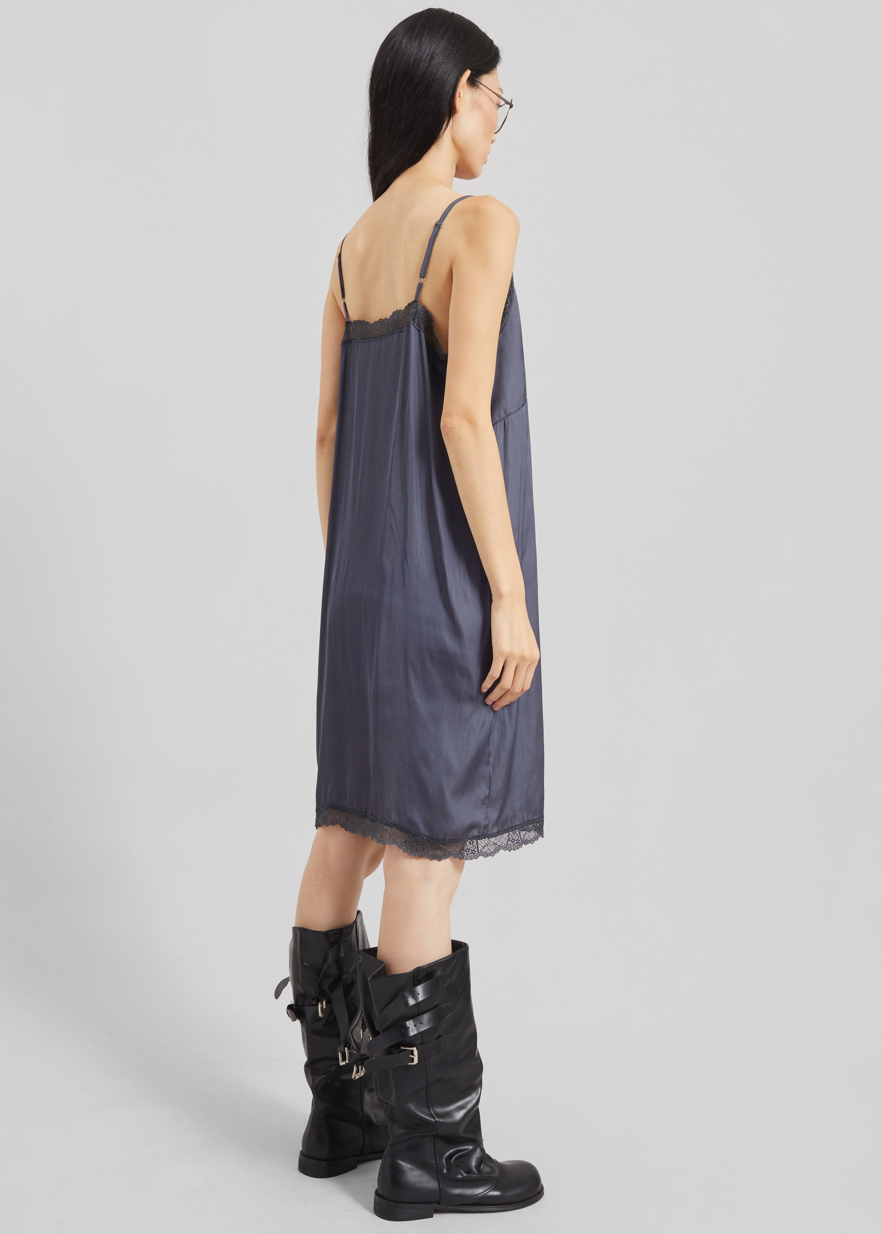 Romilly Lace Slip Dress - Slate Grey - 8