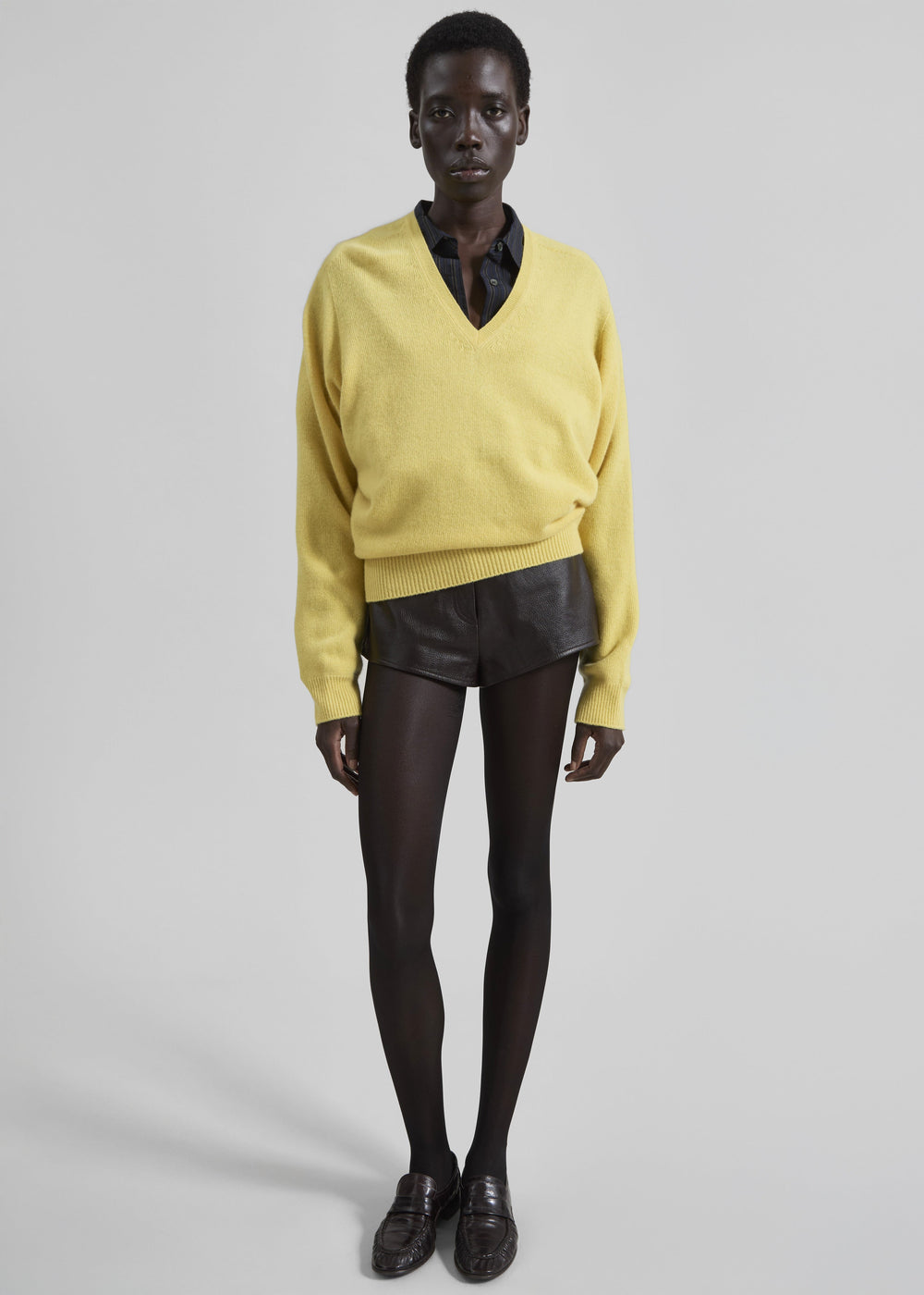 Ronse V-Neck Wool Sweater - Yellow