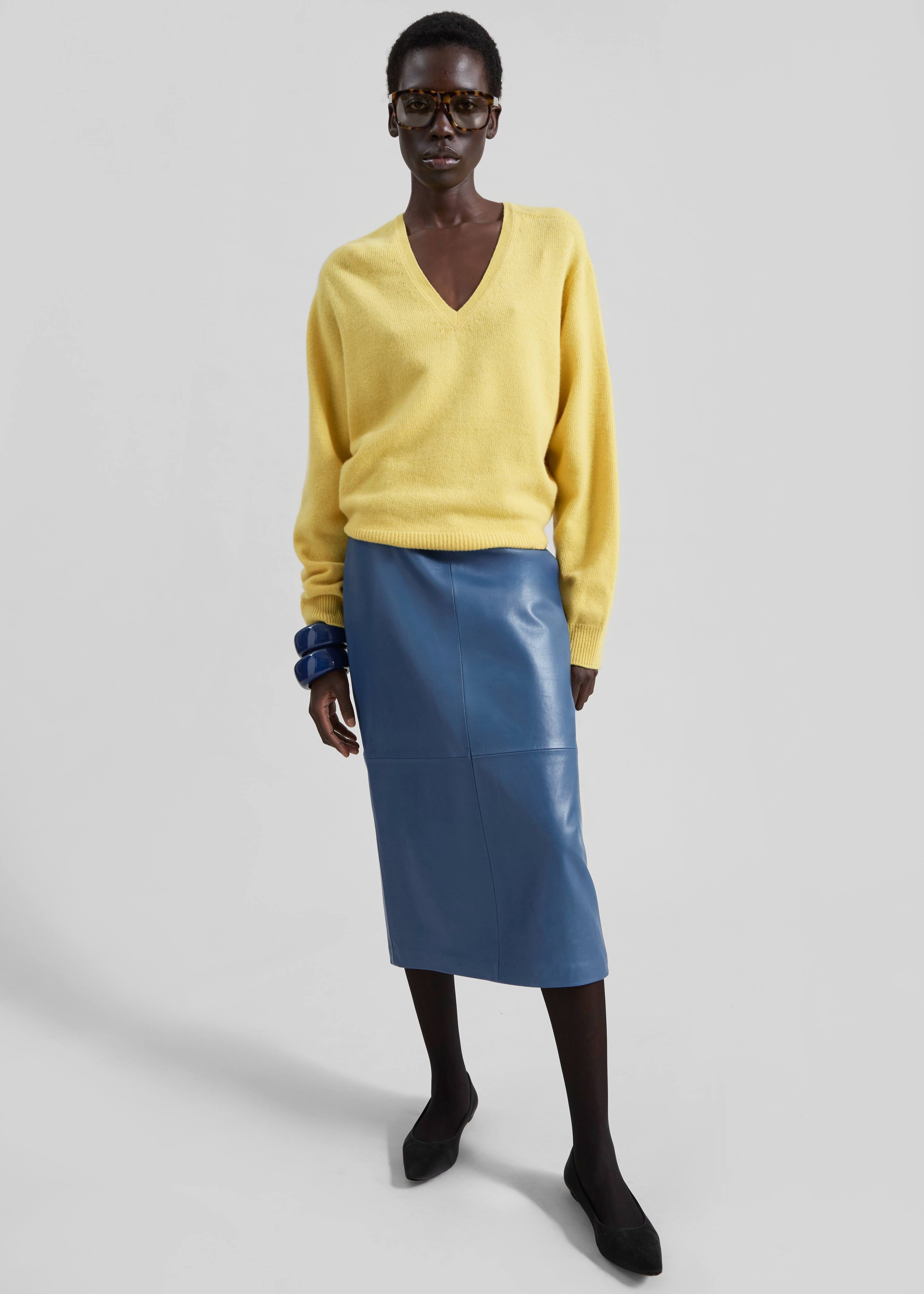 Ronse V-Neck Wool Sweater - Yellow - 5