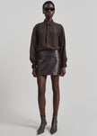 Rory Croc Leather Mini Skirt - Dark Brown