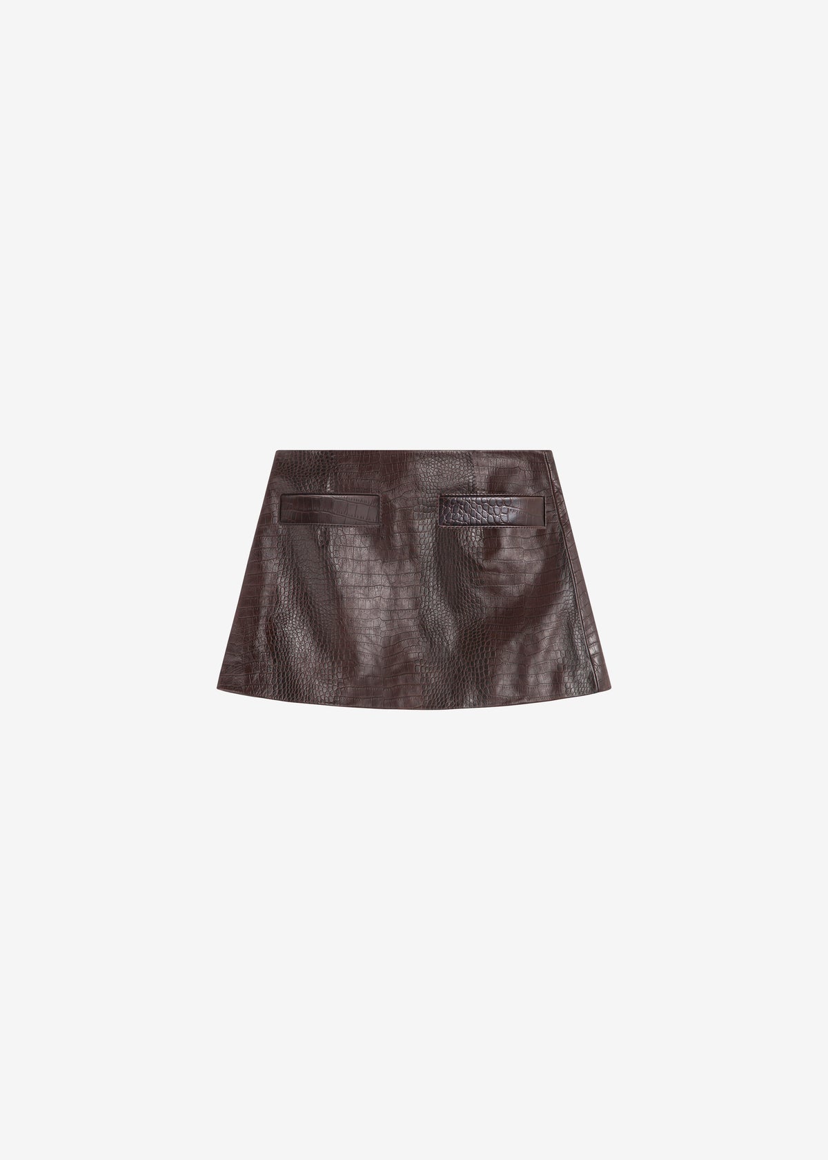 Rory Croc Leather Mini Skirt - Dark Brown - 7