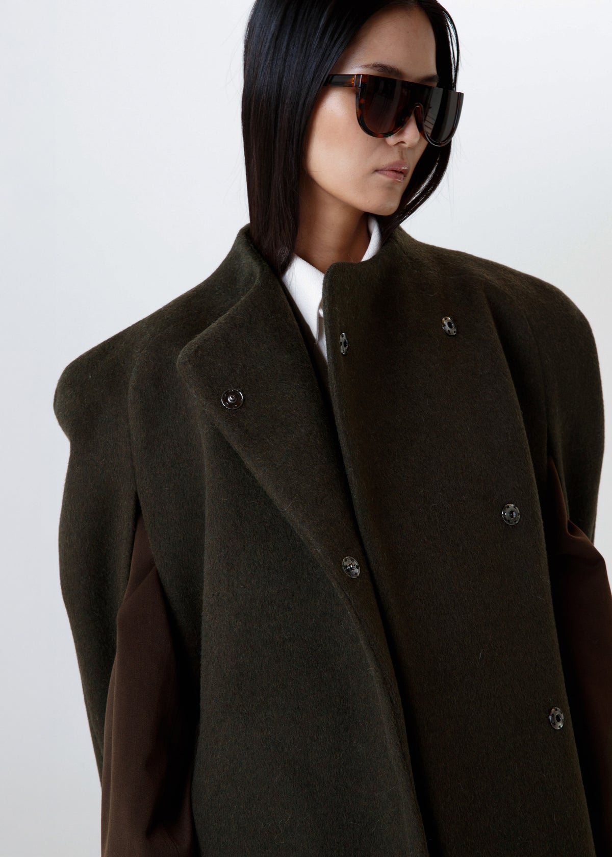 Roslev Cape Coat - Olive - 4