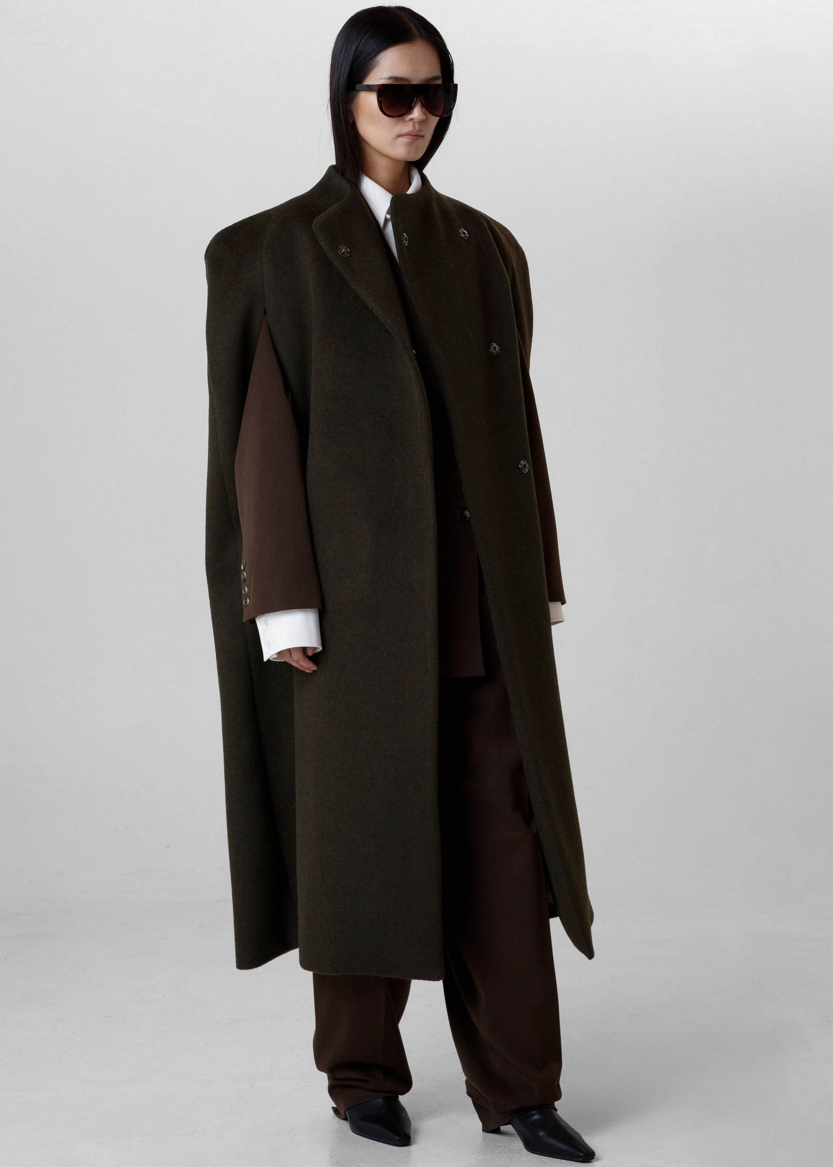 Roslev Cape Coat - Olive - 3