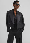 Rosmont Shimmer Cropped Smoking Jacket - Black