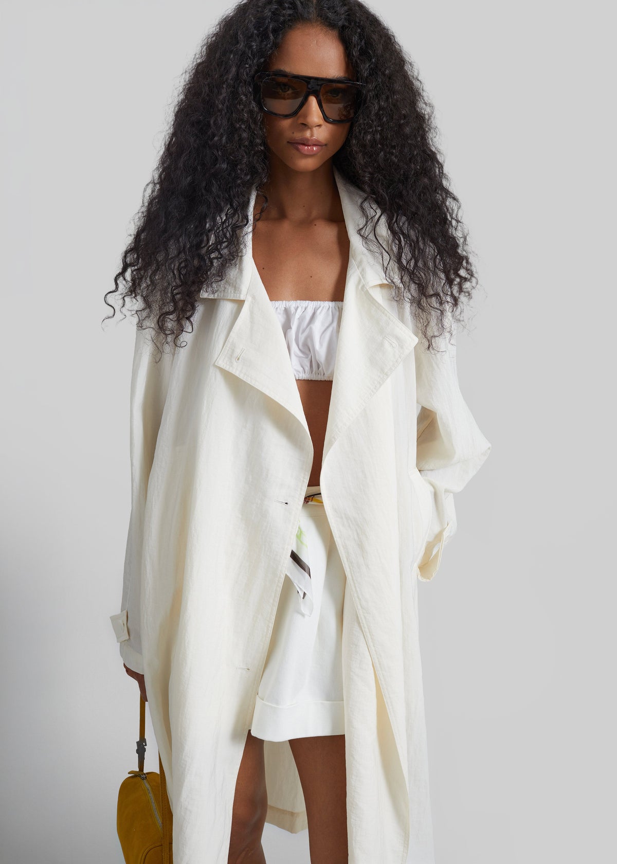 Rosora Sheer Fluid Trench Coat - Cream - 6