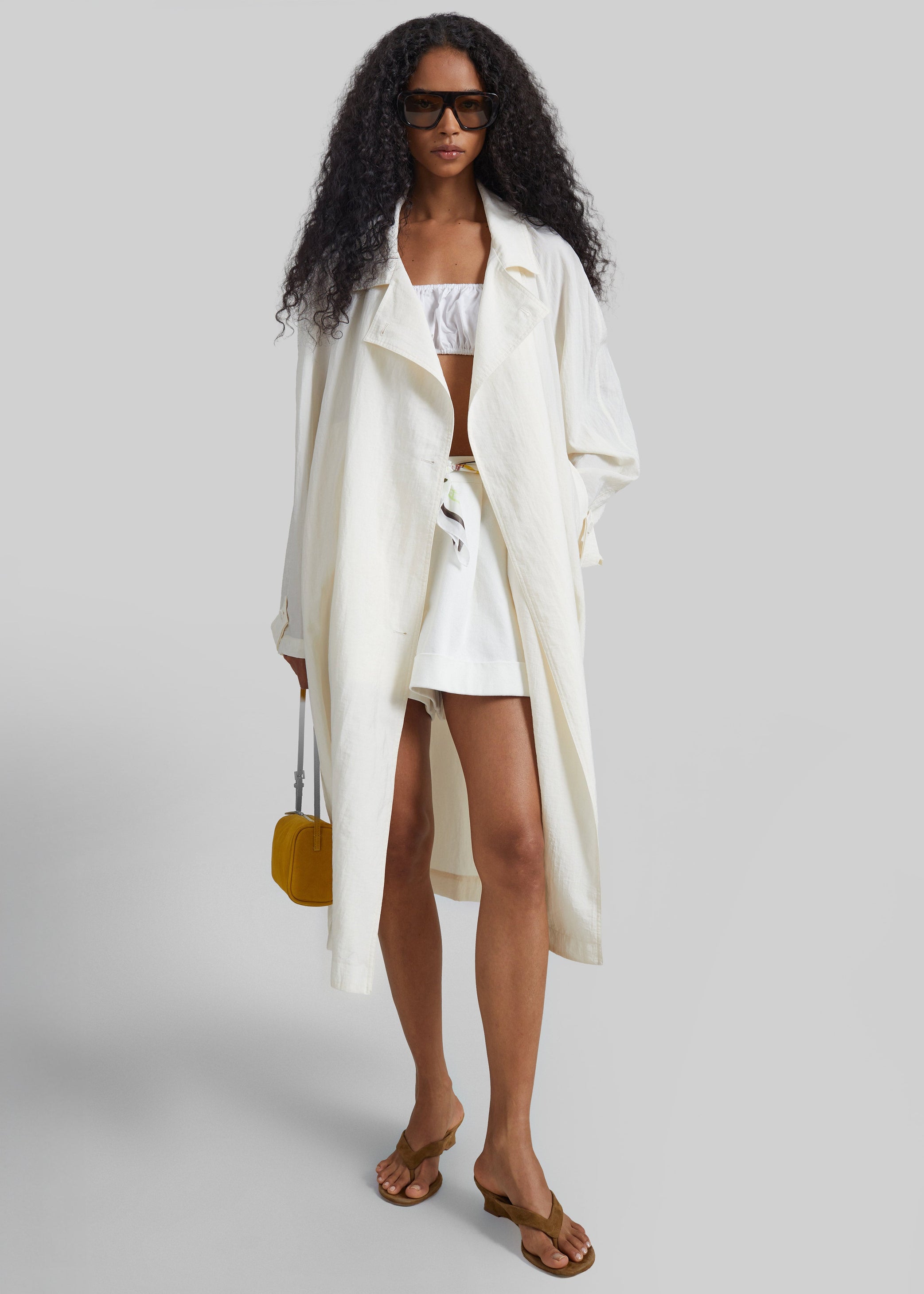 Shop the look image for Rosora Sheer Fluid Trench Coat - Cream