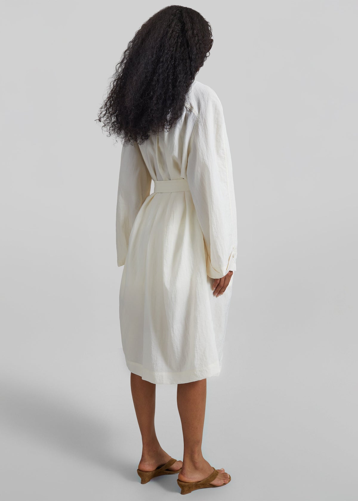 Rosora Sheer Fluid Trench Coat - Cream - 8