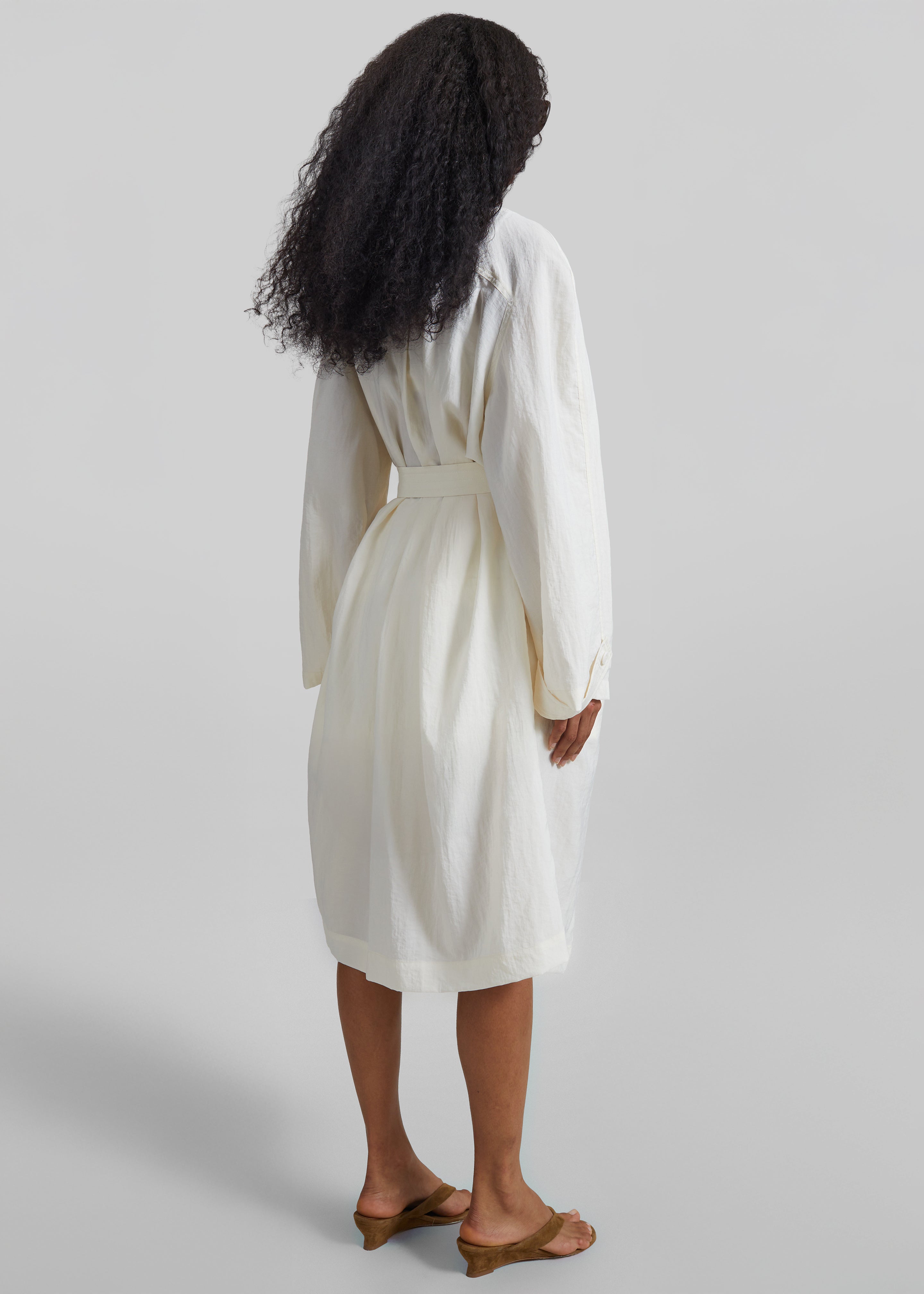 Rosora Sheer Fluid Trench Coat - Cream - 8