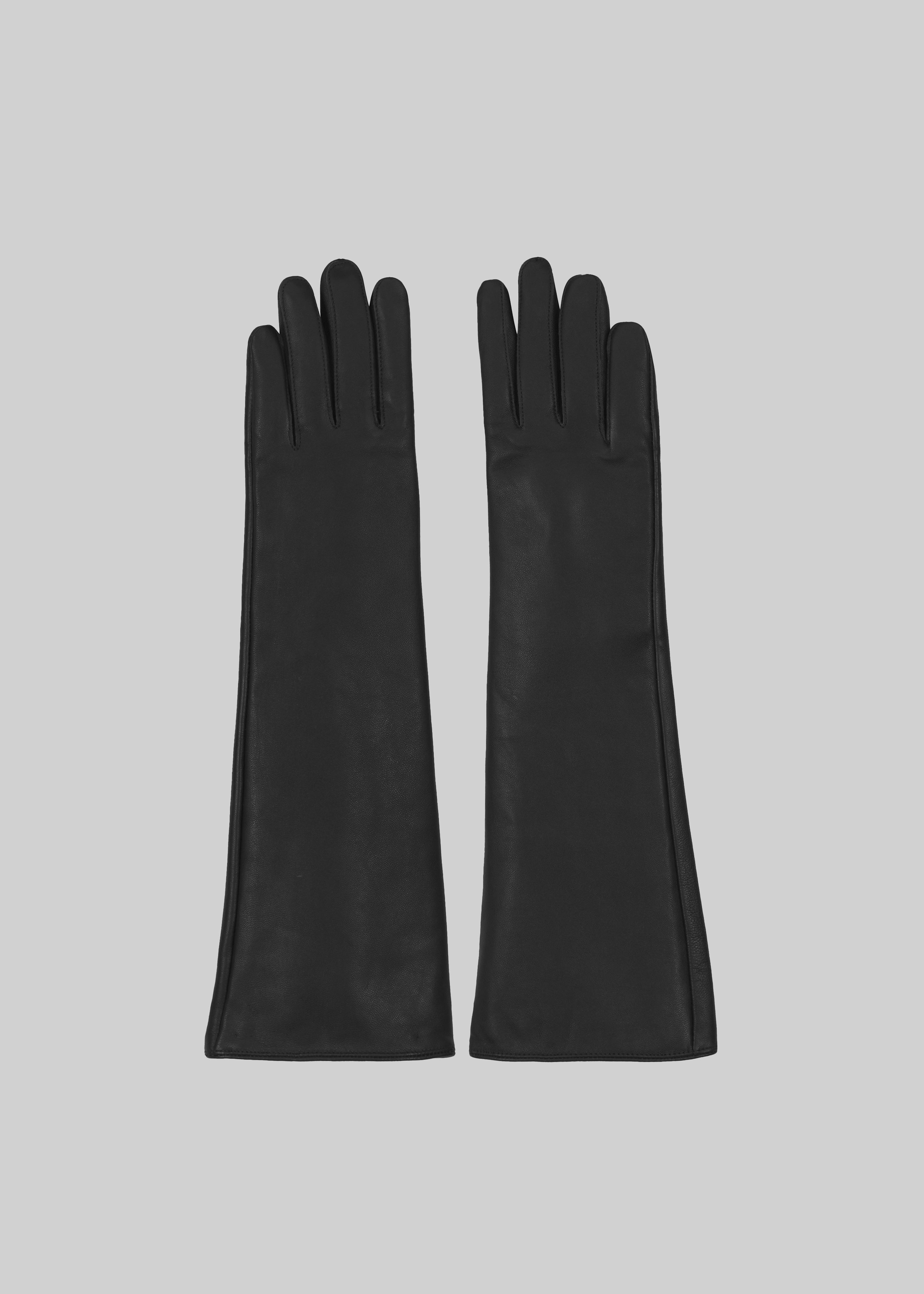 Rosvik Long Leather Gloves - Black - 4