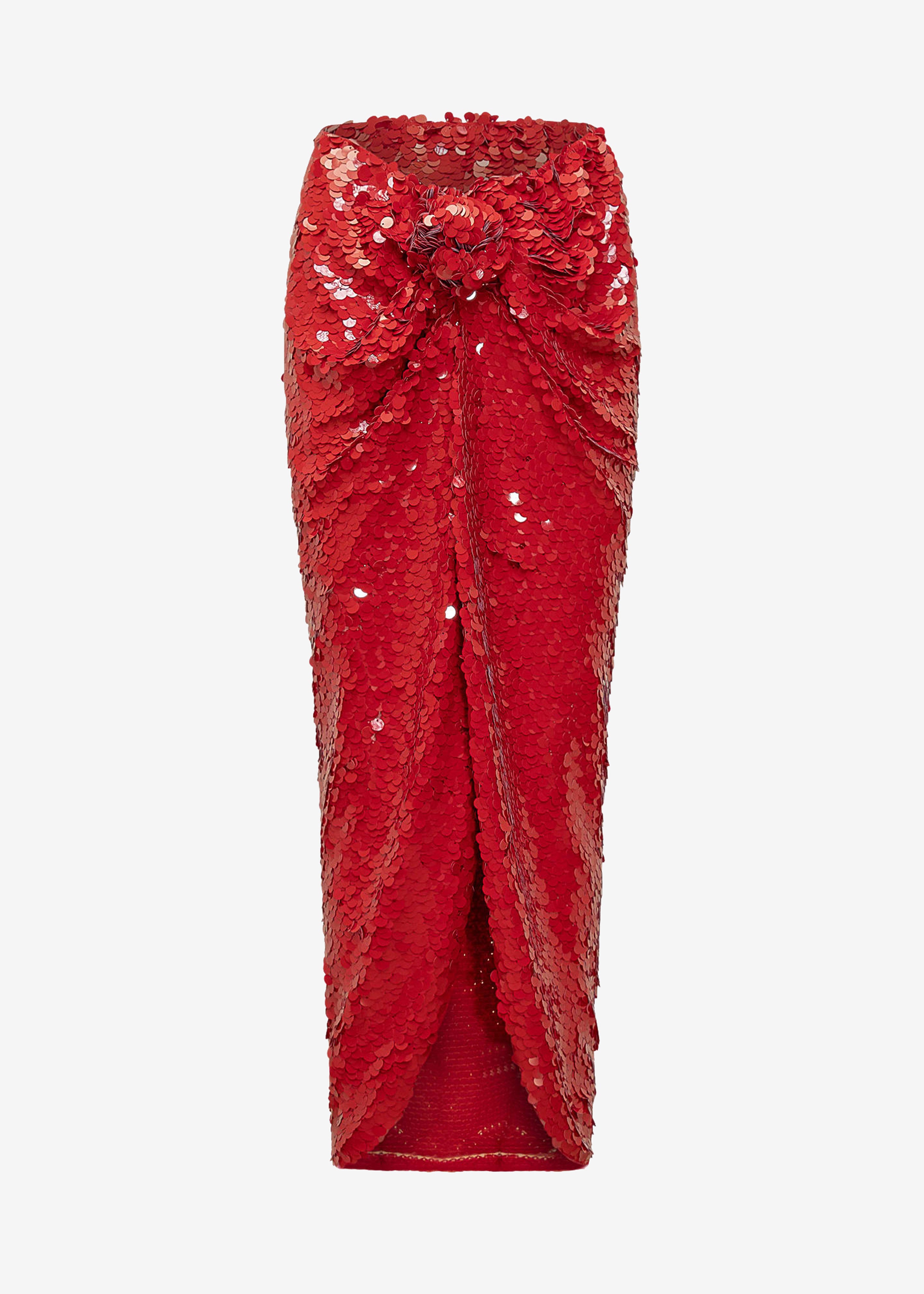 Rotate Asymmetric Sequin Skirt - Racing Red - 10