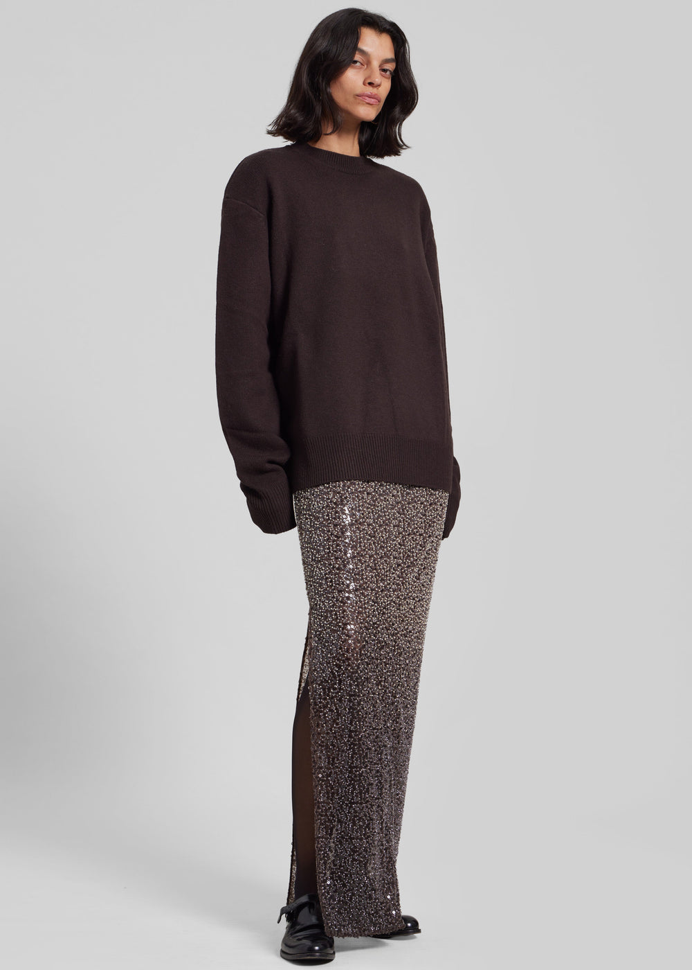 Rotate Beaded Maxi Skirt - Nougat Comb