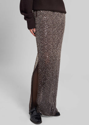 Rotate Beaded Maxi Skirt - Nougat Comb