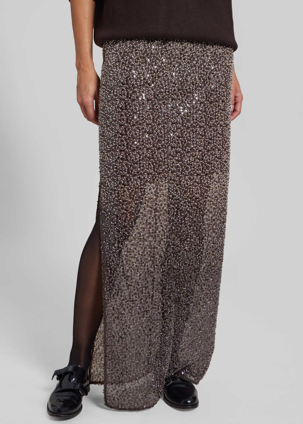 Rotate Beaded Maxi Skirt - Nougat Comb