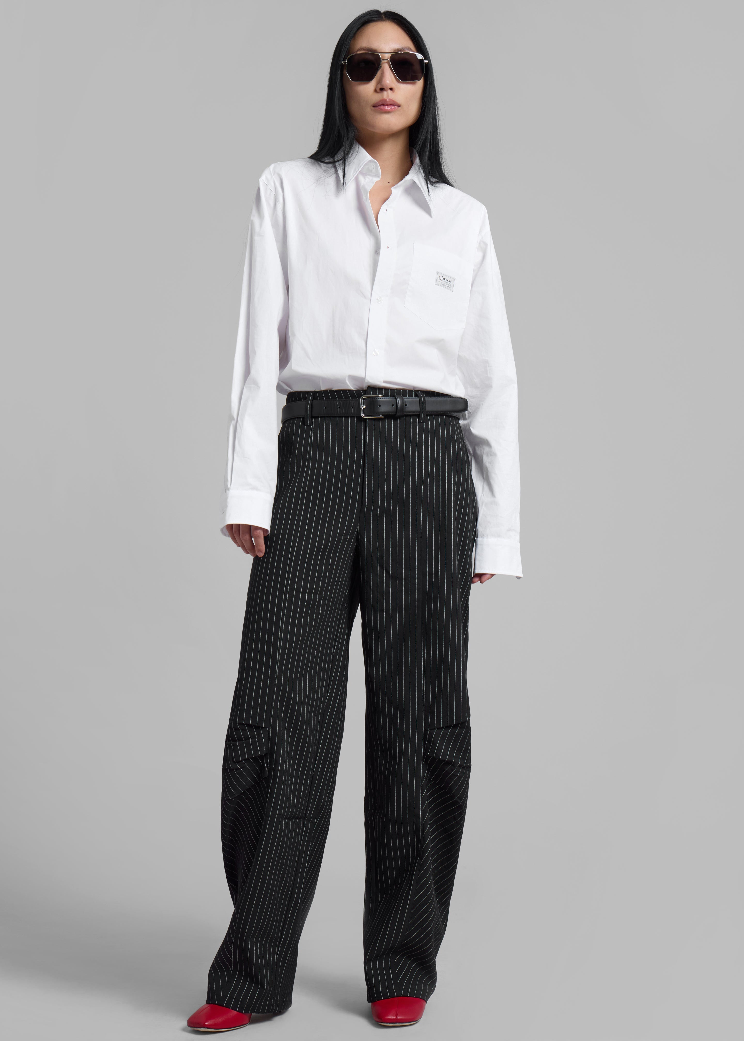 Rotate Cargo Pants - Black Pinstripe - 1