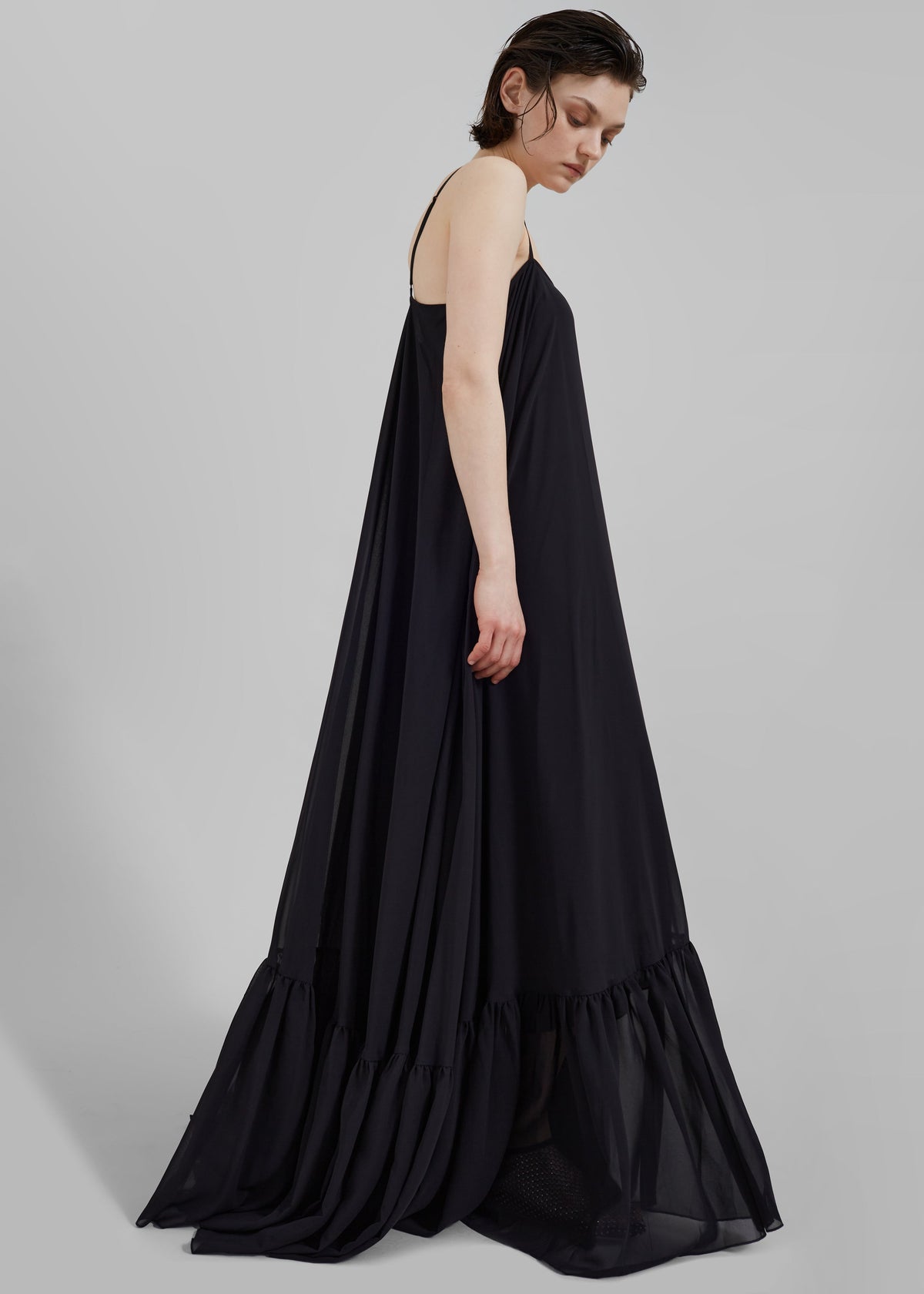 Rotate Chiffon Maxi Wide Dress - Black - 5