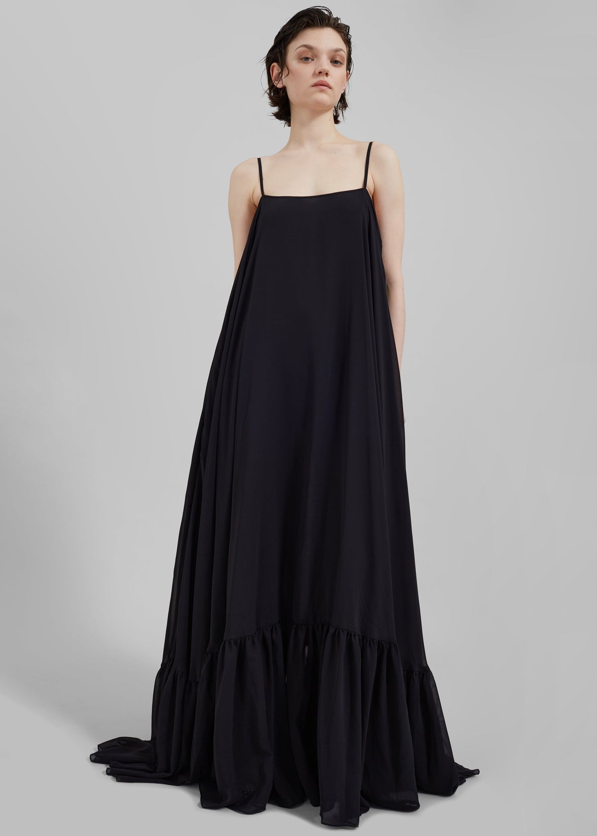 Rotate Chiffon Maxi Wide Dress - Black - 1