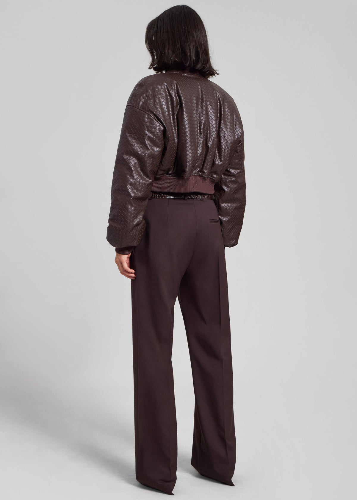Rotate Cropped Puffer Jacket - Dark Brown - 5