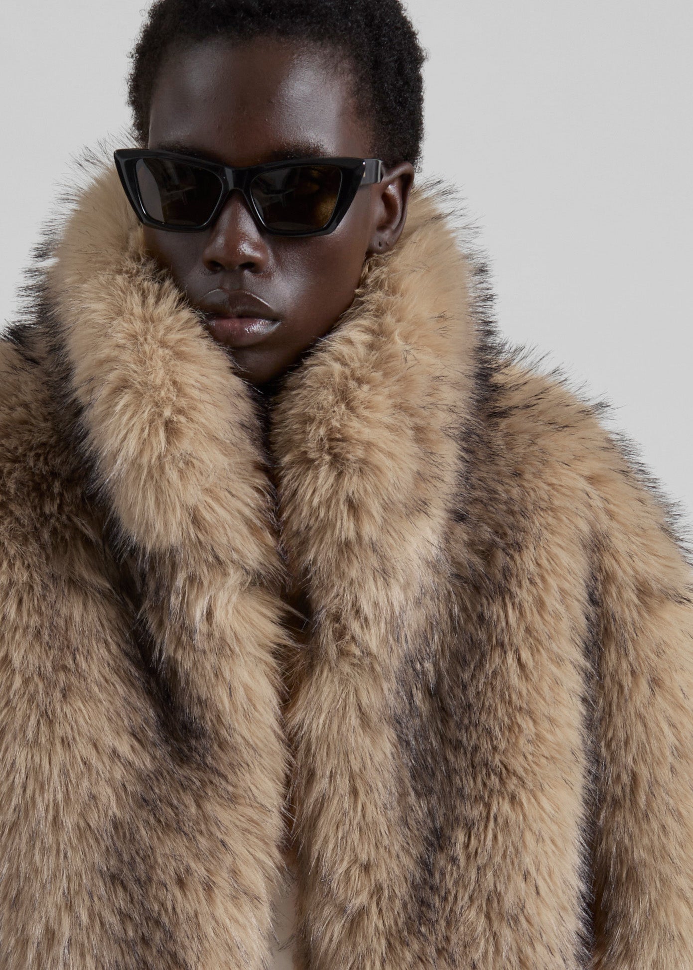 Rotate Faux Fur Crop Jacket - Nougat - 3