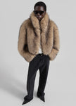 Rotate Faux Fur Crop Jacket - Nougat