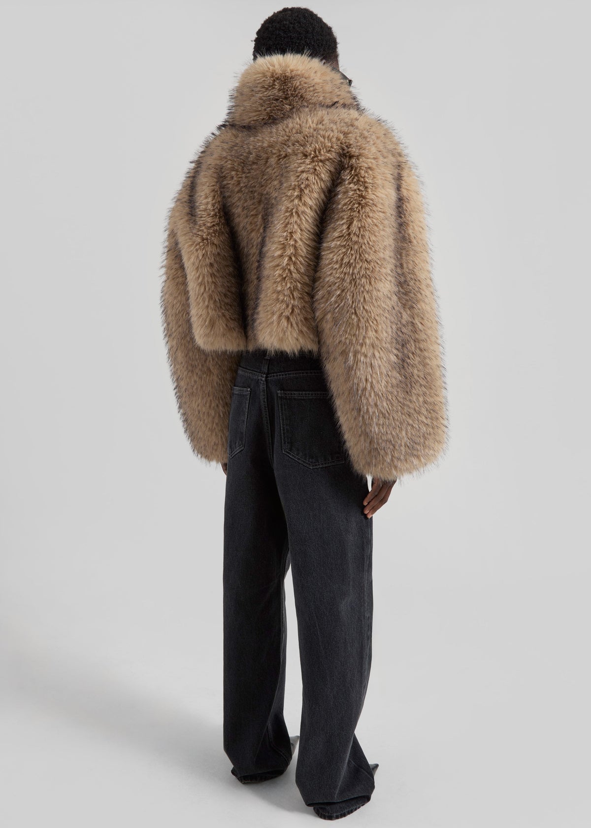 Rotate Faux Fur Crop Jacket - Nougat - 6