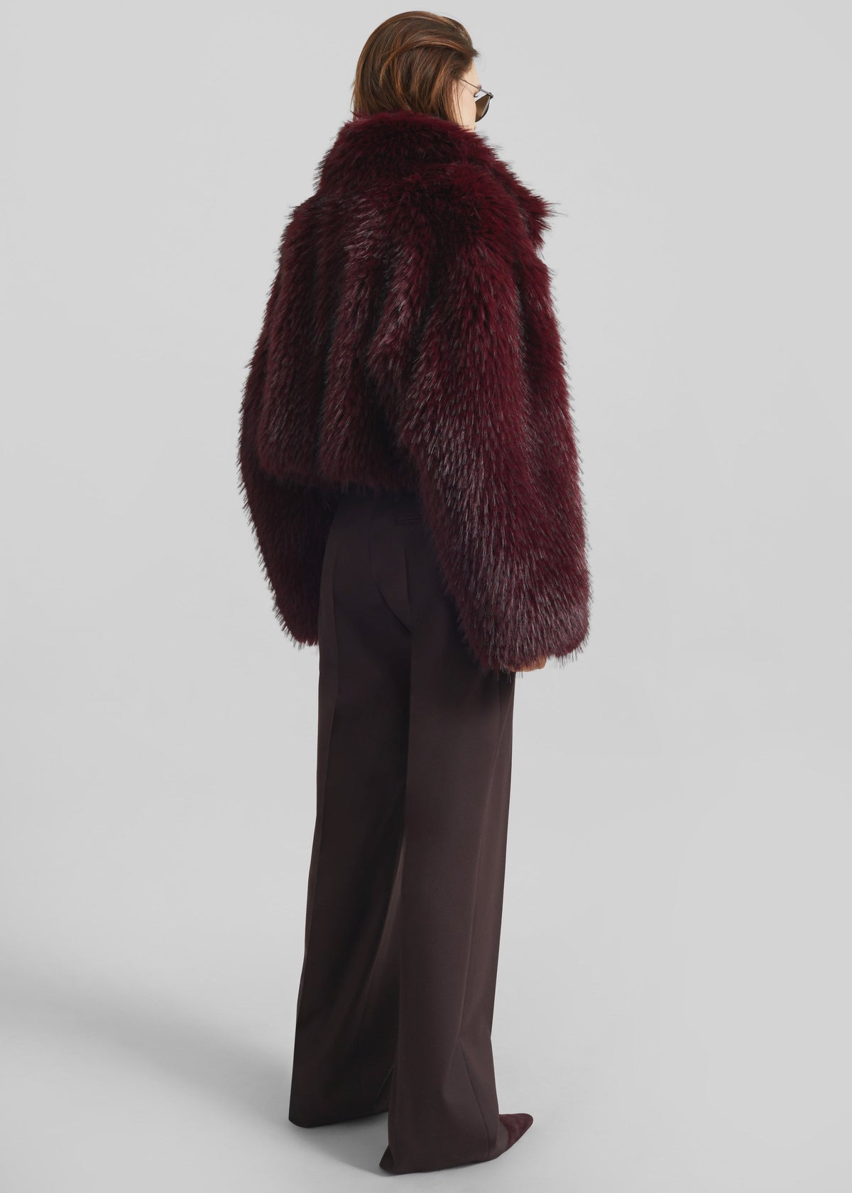 Rotate Faux Fur Crop Jacket - Zinfandel - 8