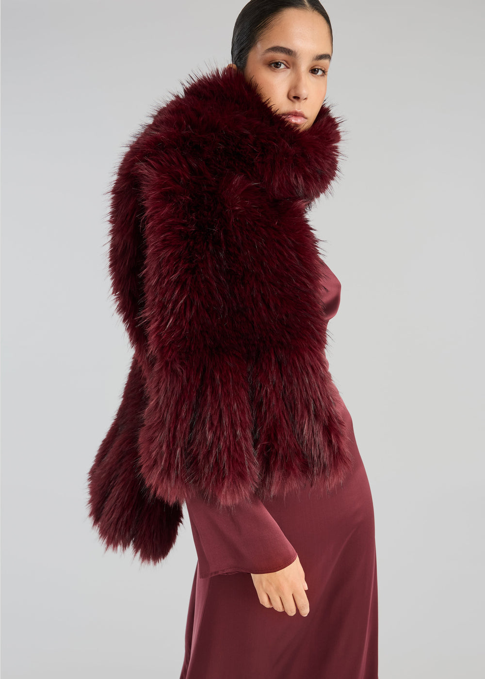 Rotate Faux Fur Scarf - Zinfandel