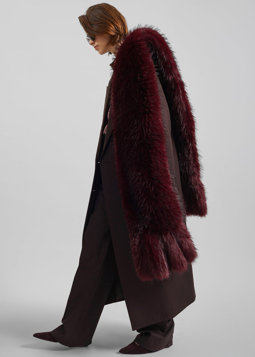 Rotate Faux Fur Scarf - Zinfandel - 1