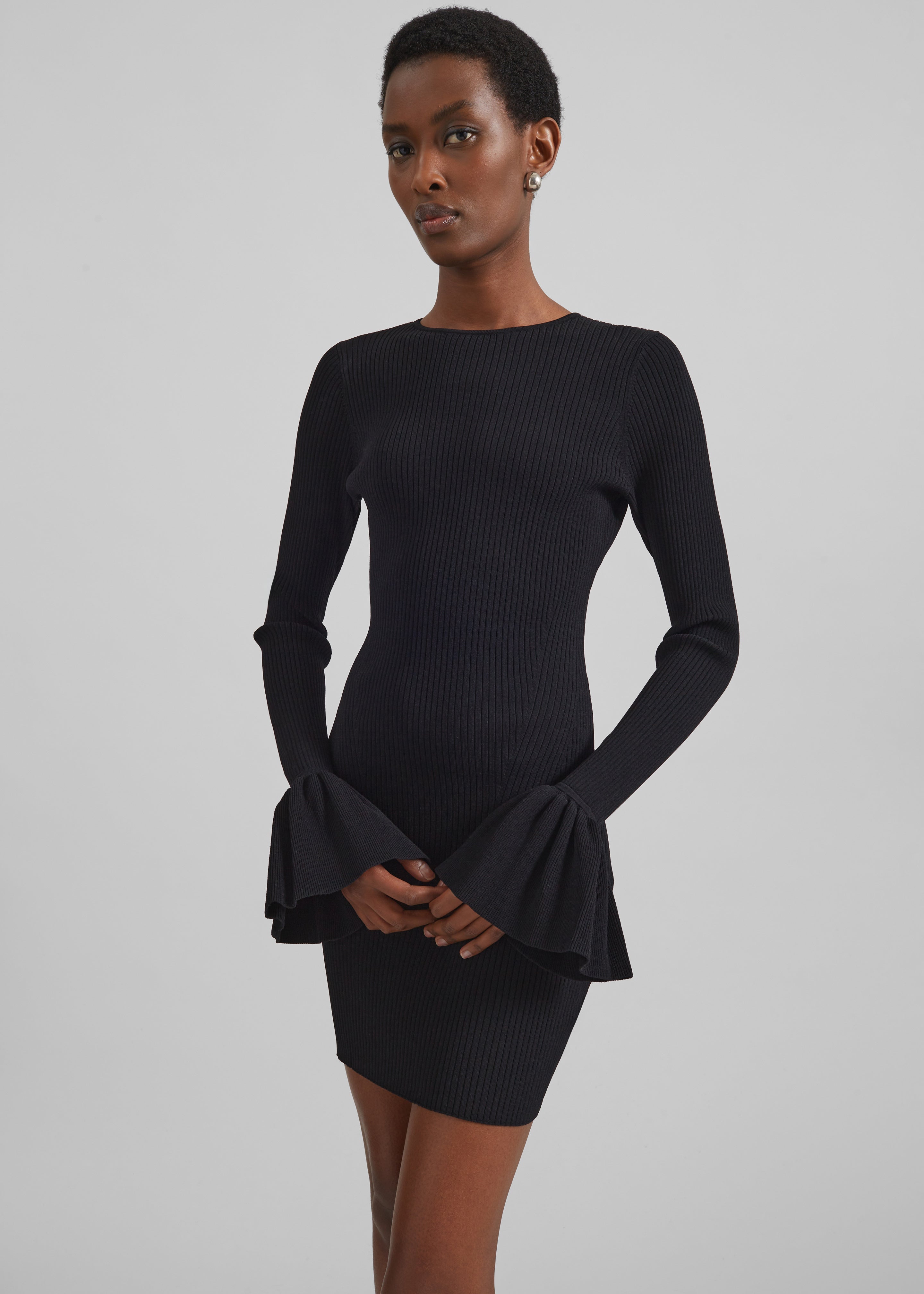 Rotate Knit Mini Cutout Dress - Black - 1